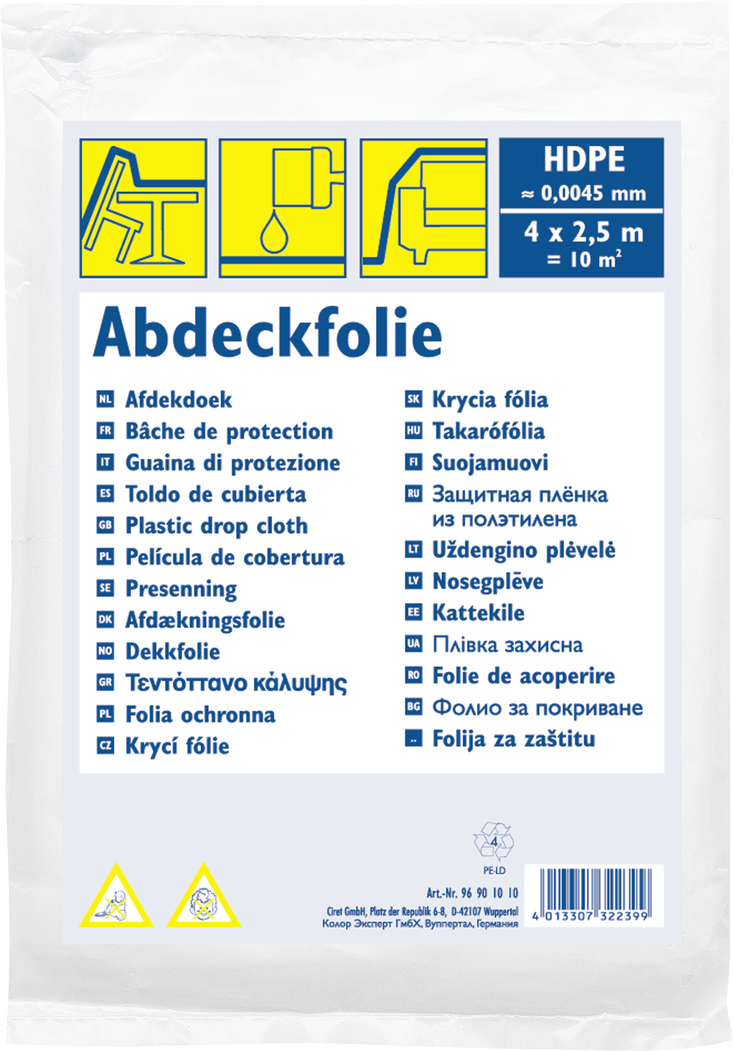 Color Expert Abdeckplane HDPE Standard 4 x 2,5 m 10 m²