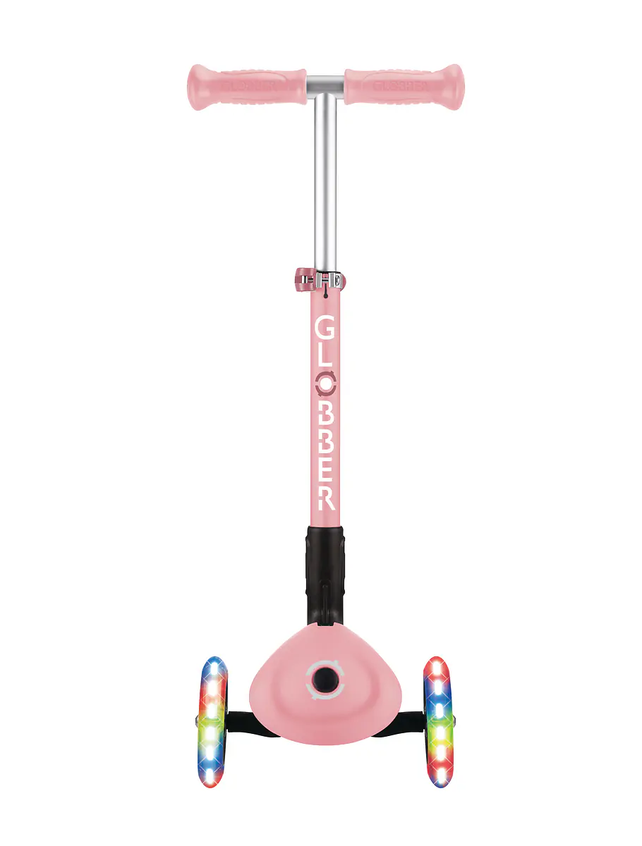 Globber Scooter für Kinder mit Leuchtrollen Junior Foldable Lights pastellrosa