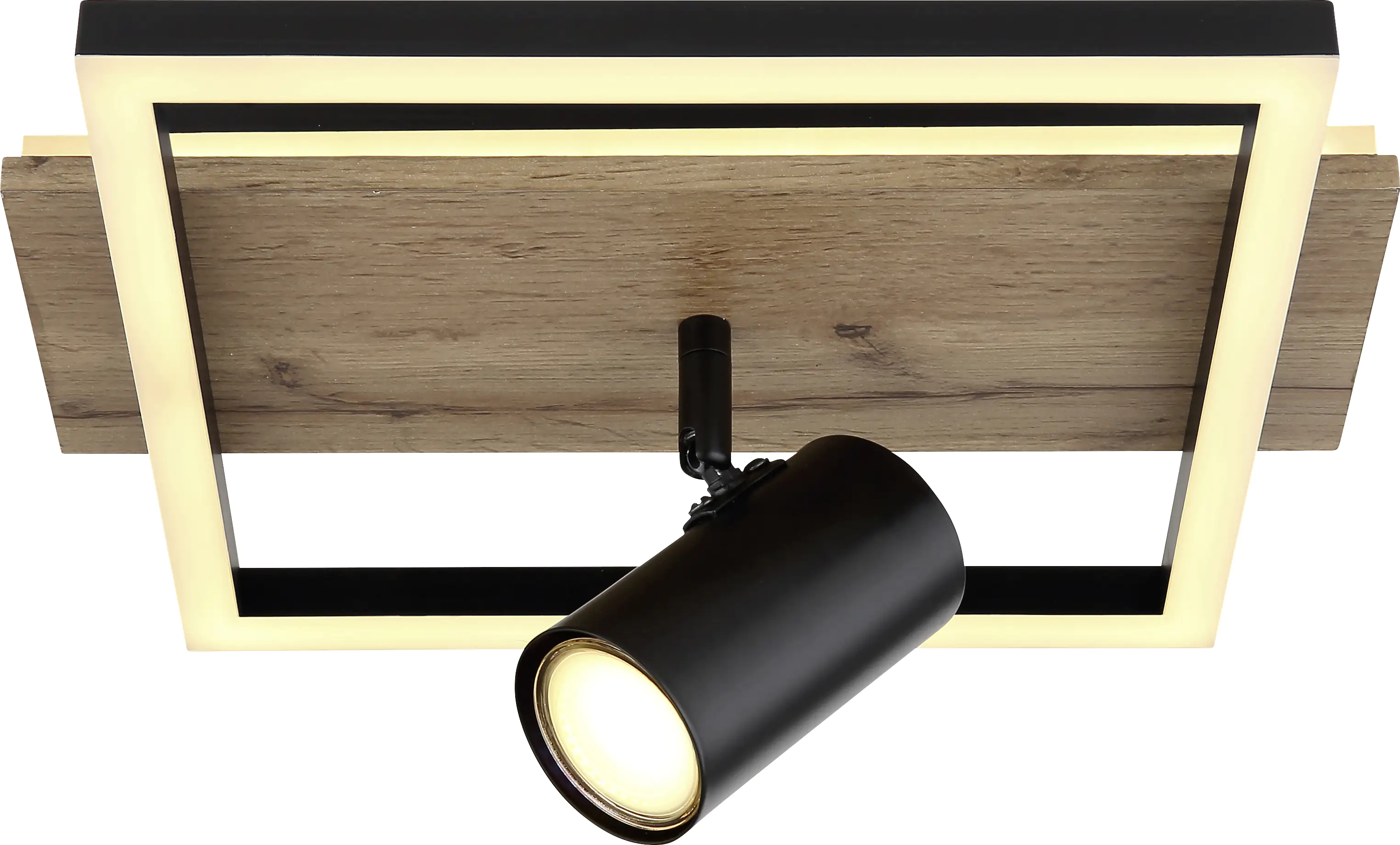 Globo LED Deckenleuchte Kassu schwarz-holz 32 x 27 cm GU10, warmweiß