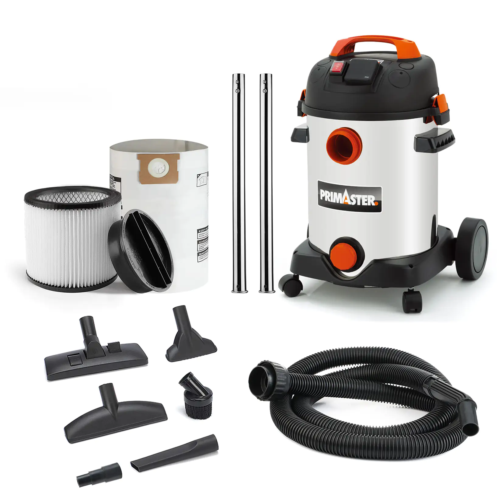 Primaster Nass-Trockensauger Pro 25 SI 1800 W 25 L Edelstahlbehälter Primaster Nass-Trockensauger Pro 25 SI 1800 W 25 L Edelstahlbehälter