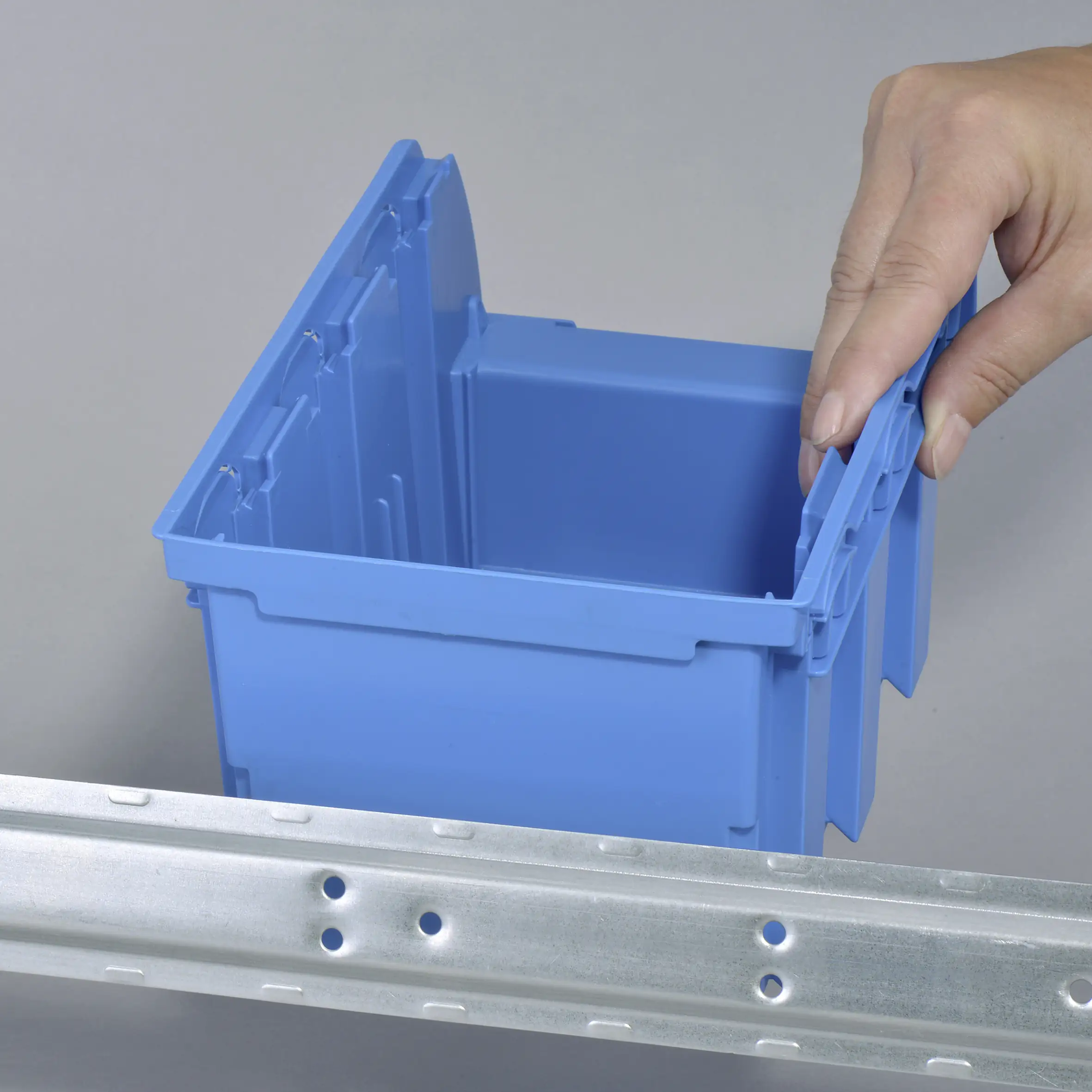 4005187570724_2989985 Allit Sichtboxen-Set ProfiPlus Set 3/5 blau mit Metallschiene 12 l