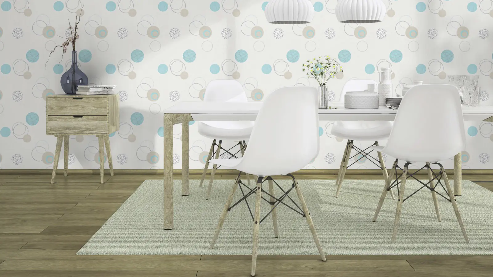 Rasch Vliestapete 475913 Selection kreise weiß 10,05 x 0,53 m