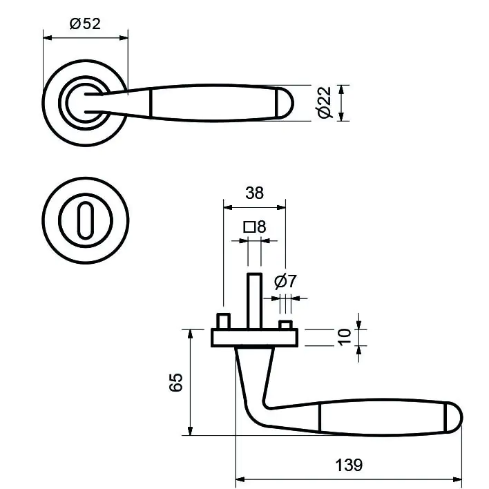 Alpertec BB-Rosettengarnitur Solid 8 Edelstahl silber rund