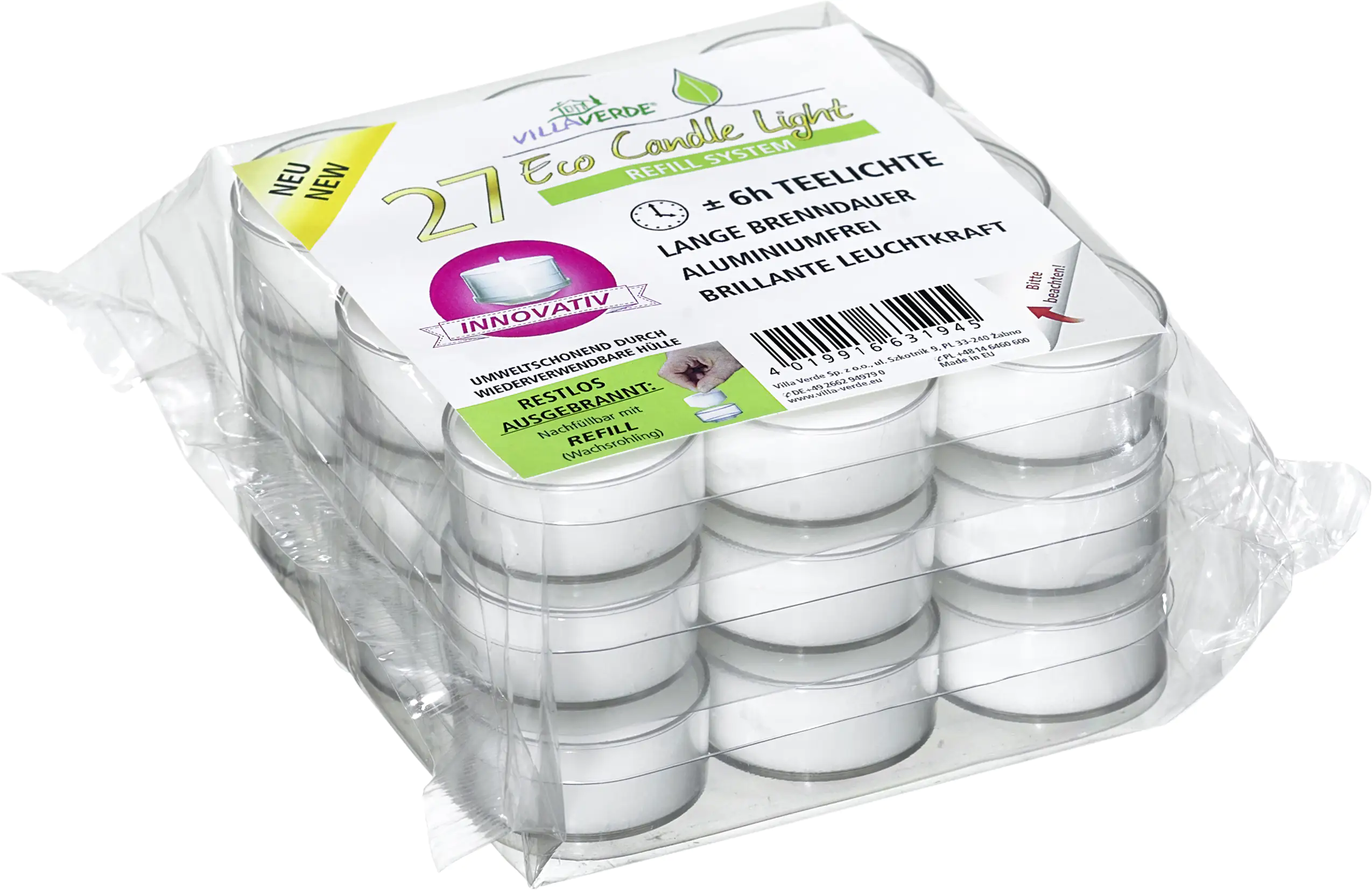 Villa Verde Teelichter ECL m. Hülle 27 er Pack