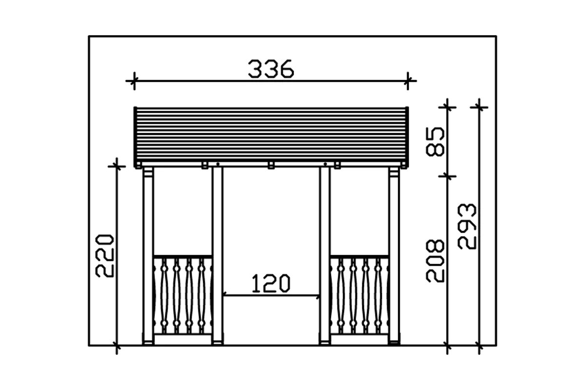 SKAN HOLZ Vordach Paderborn Typ 6 336 x 156 cm, lasiert in Nussbaum