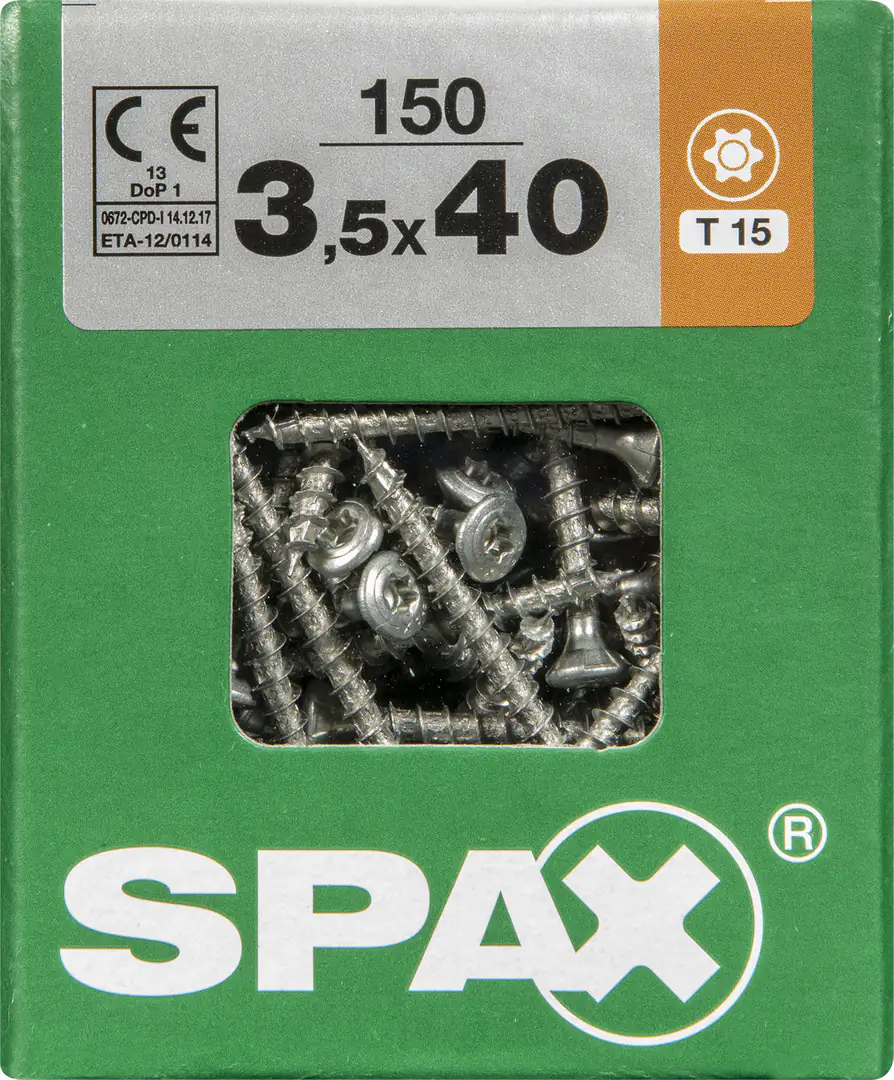 Spax Universalschrauben 3.5 x 40 mm TX 20 Linsenkopf - 150 Stk. Spax Universalschrauben 3.5 x 40 mm TX 20 Linsenkopf - 150 Stk.
