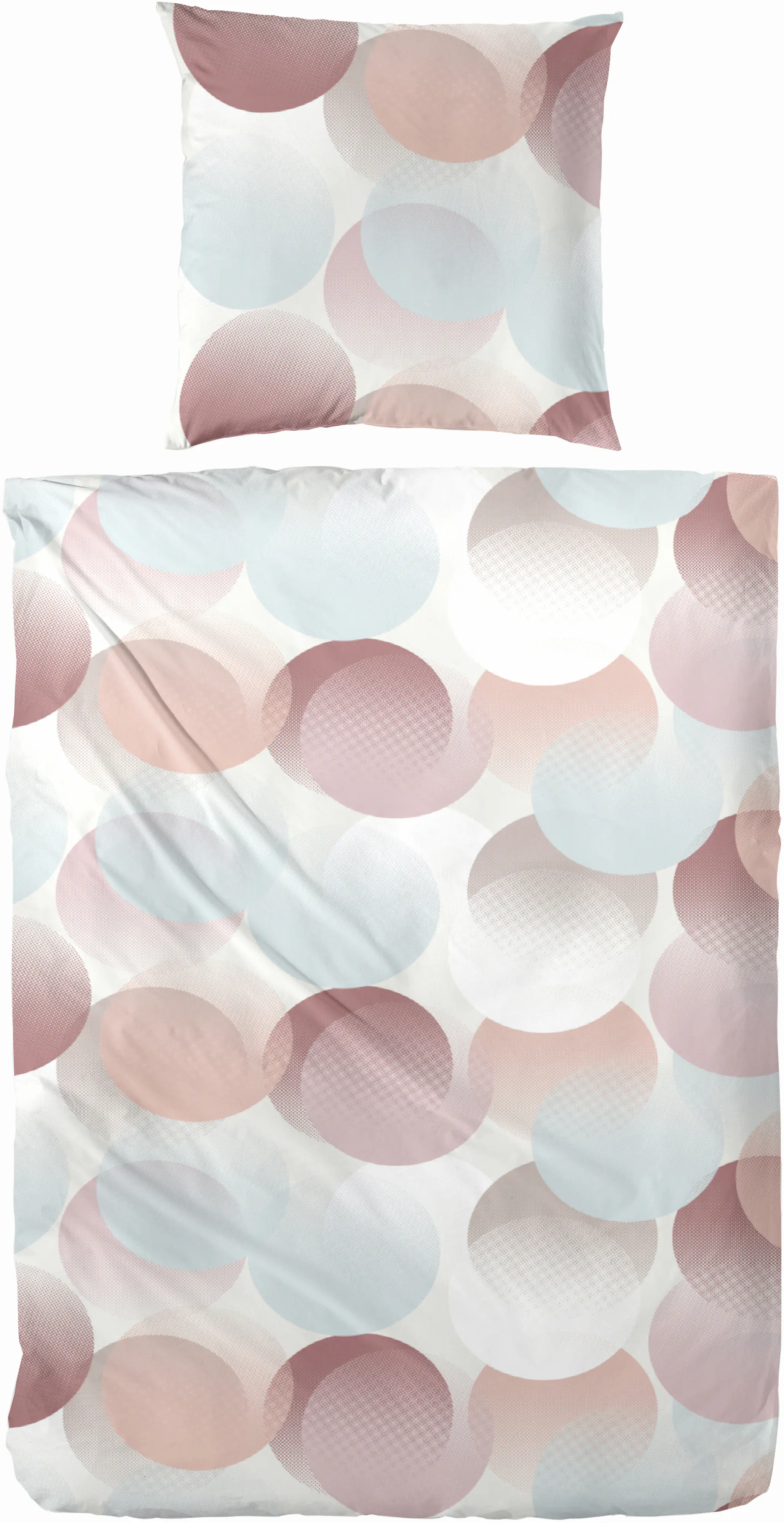 Perkal Bettwäsche Kreise 135 x 200 cm rot, blau