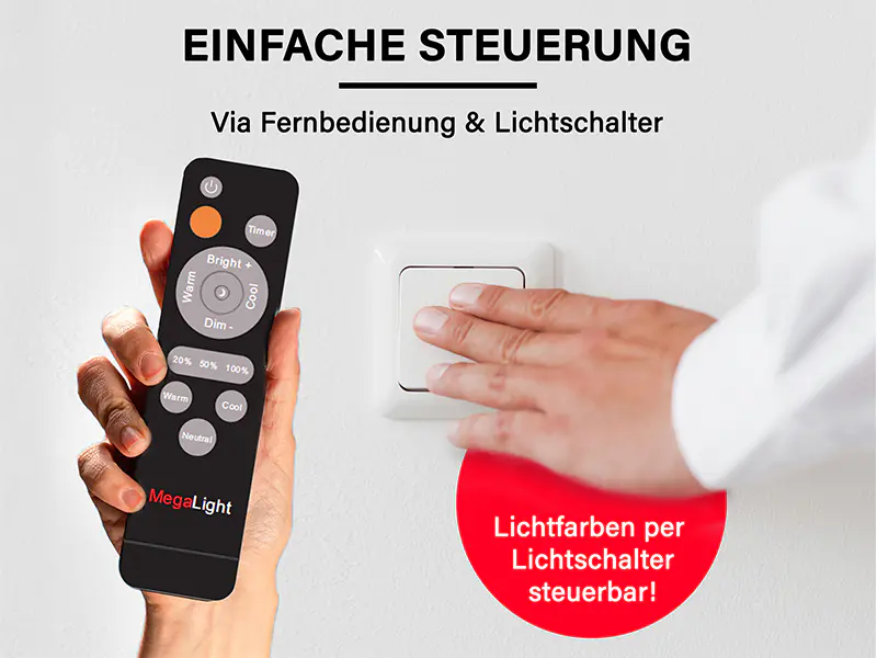 MegaLight LED-Deckenleuchte Shining Jupiter Black Ø38 cm Backlight dimmbar