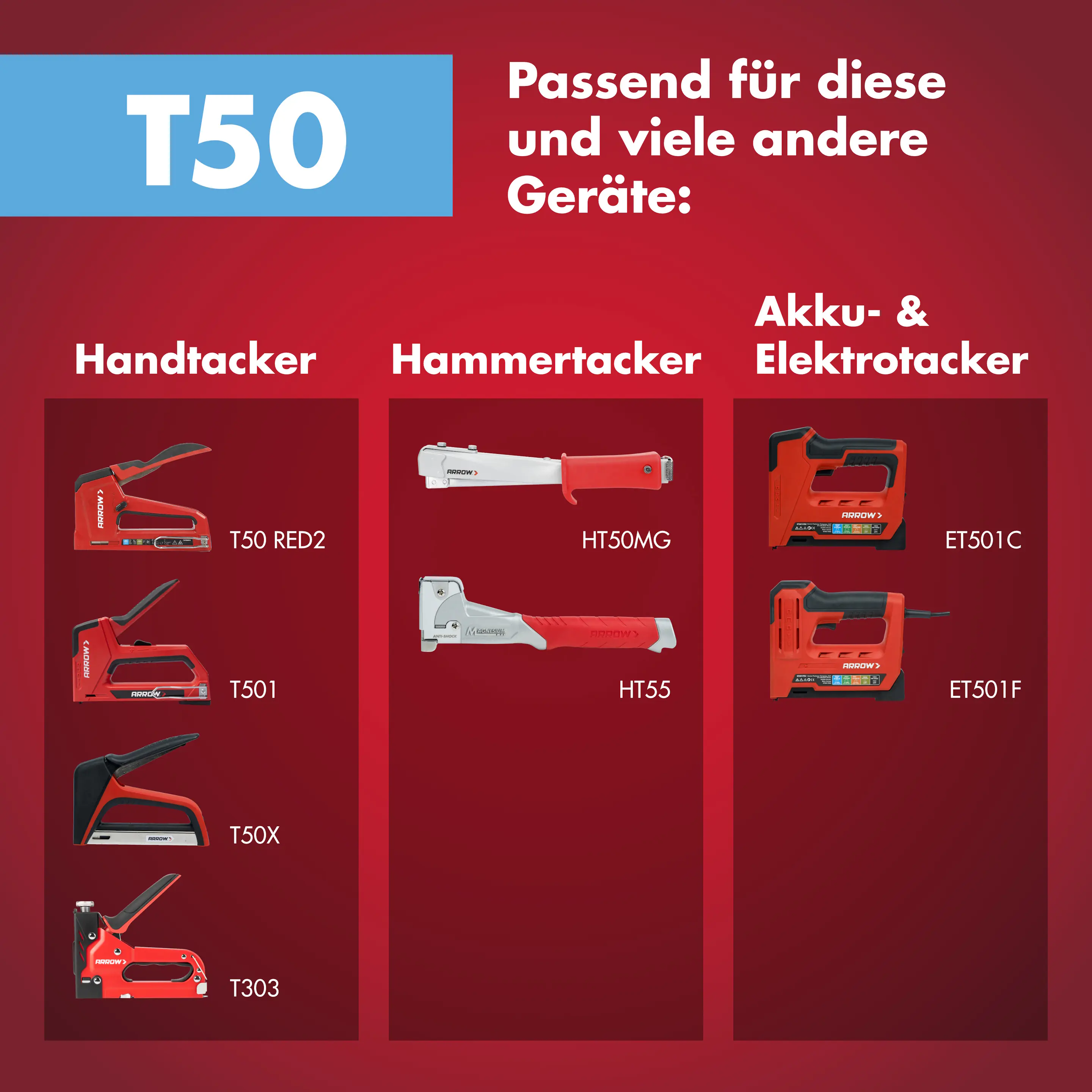 Arrow Tackerklammer Flachtdraht T50 14 mm Folie 1000 Stück