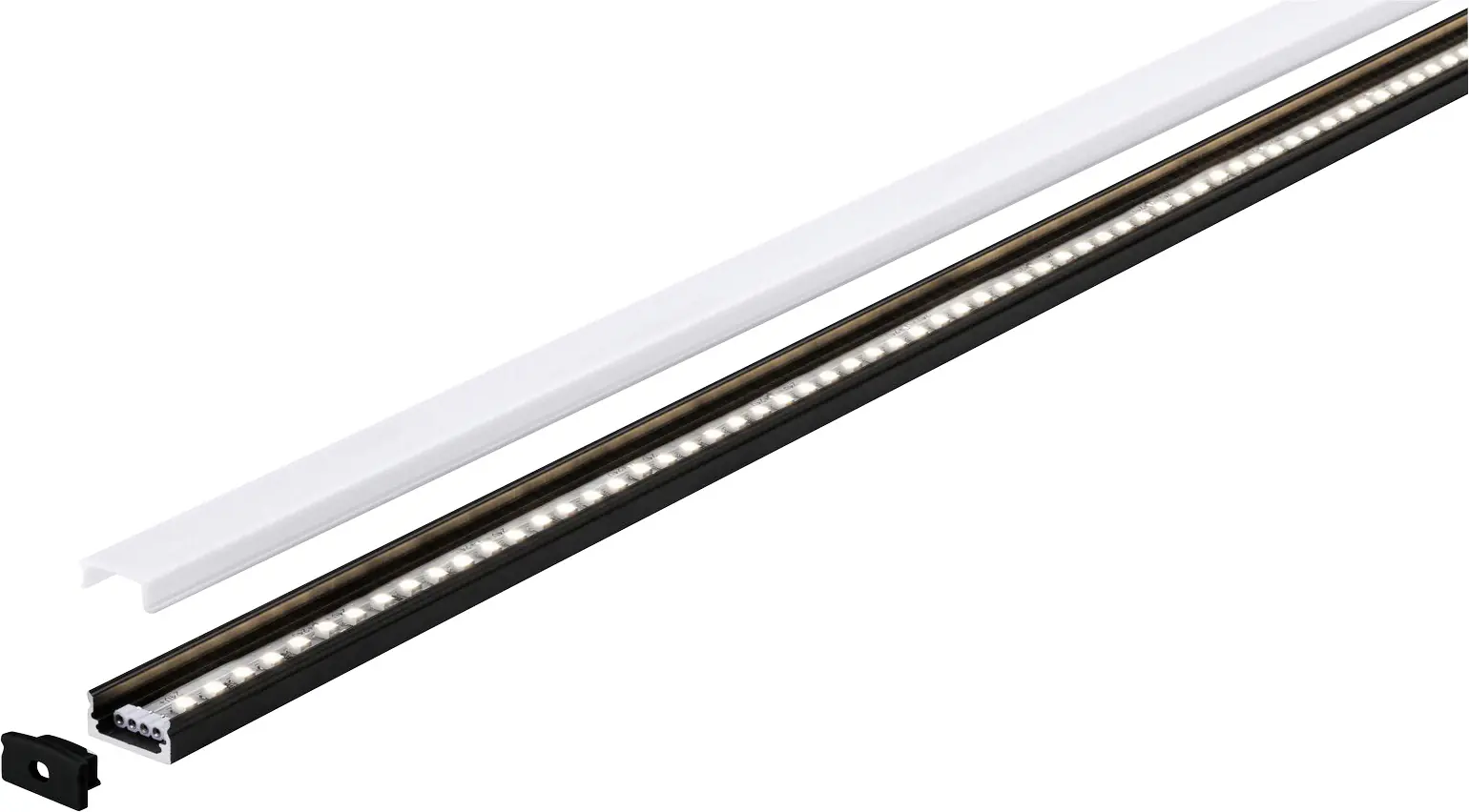 Paulmann LED-Profil für LED-Streifen 1 m mit weißem Diffusor schwarz-weiß
