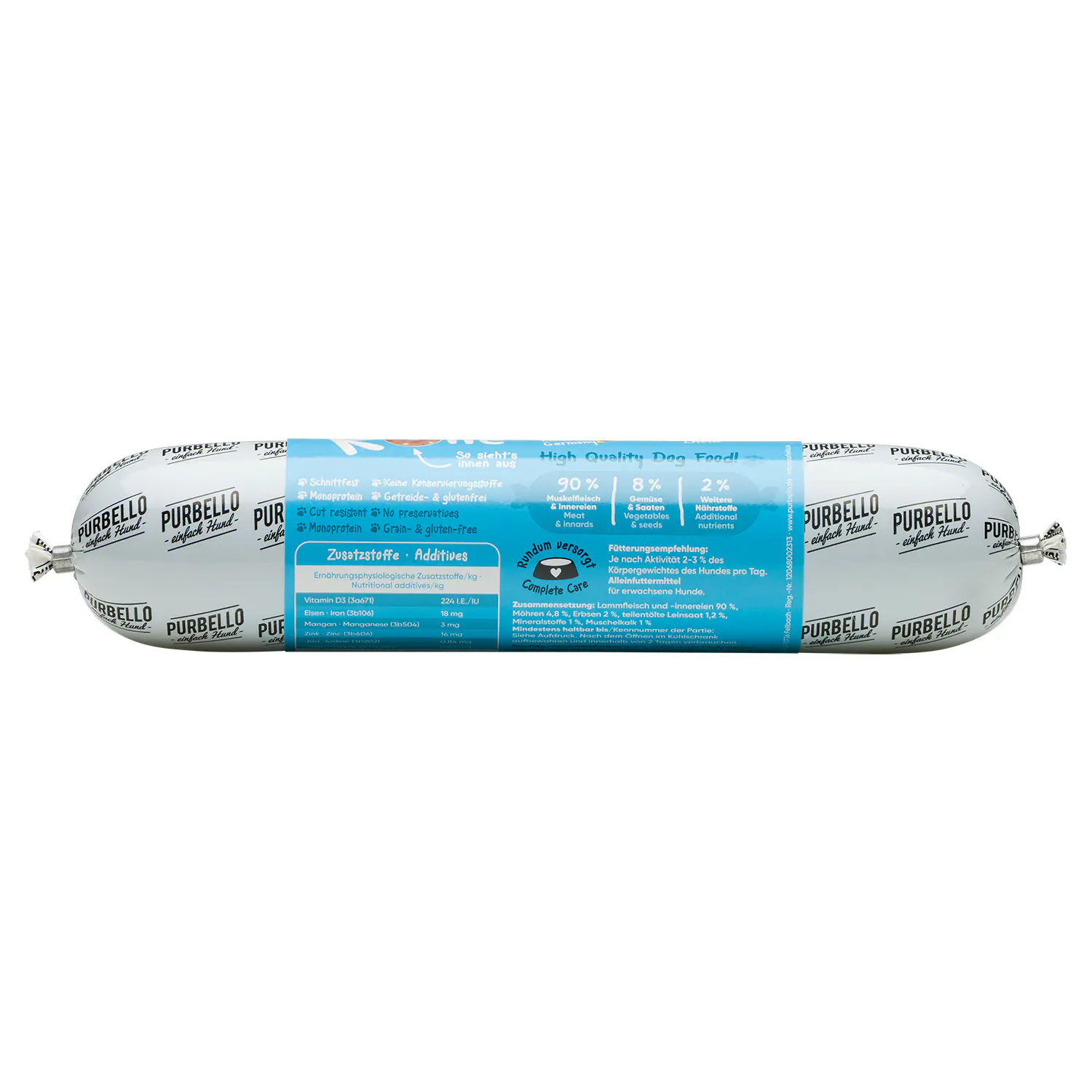 Purbello Hundefutter Rolle Adult getreidefrei 400 g Lamm