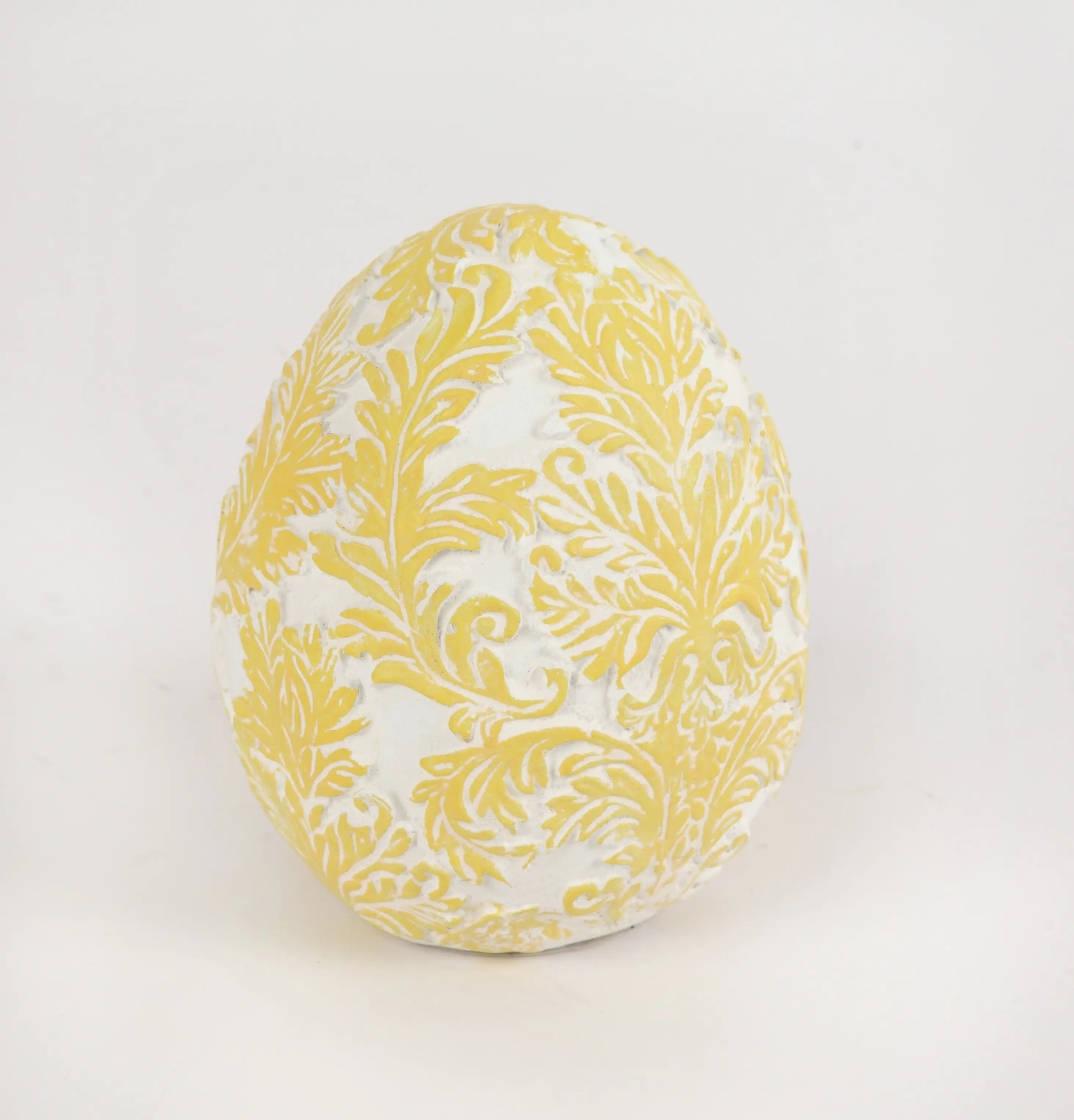 TrendLine Deko-Osterei Polyresin 9 cm weiß-gelb