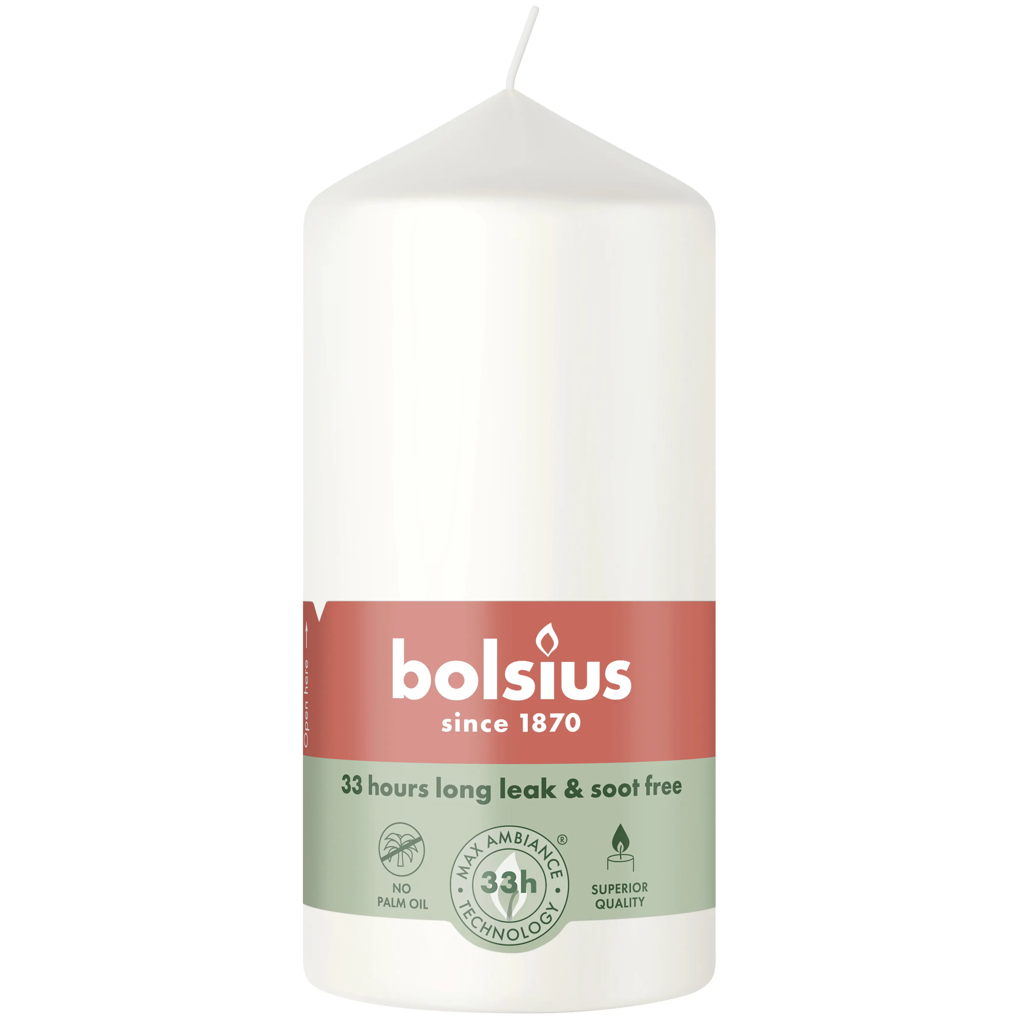 Bolsius Stumpenkerze Ø 5,8 x 12 cm wolkiges weiß