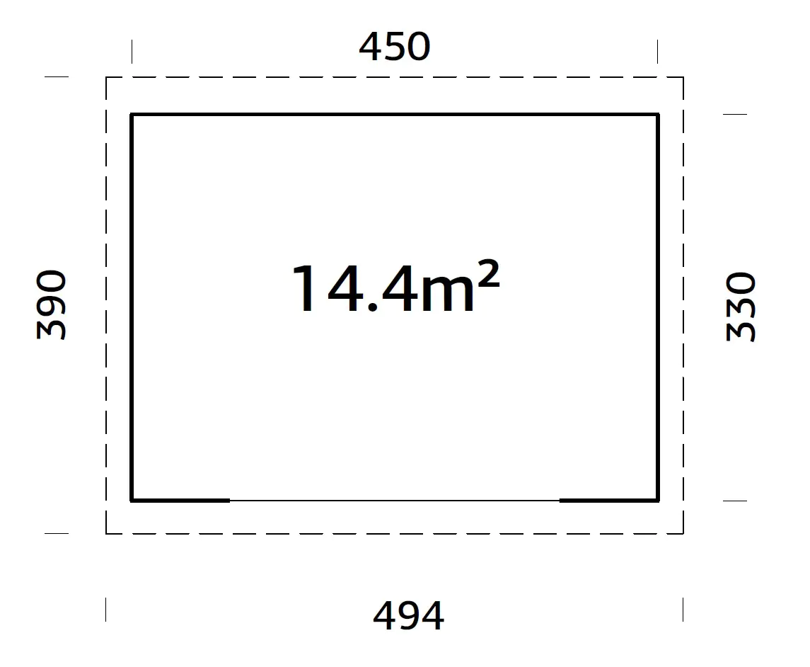 Palmako Gartenhaus Lydia 450 x 330 cm mit Glasschiebetüren grau lackiert