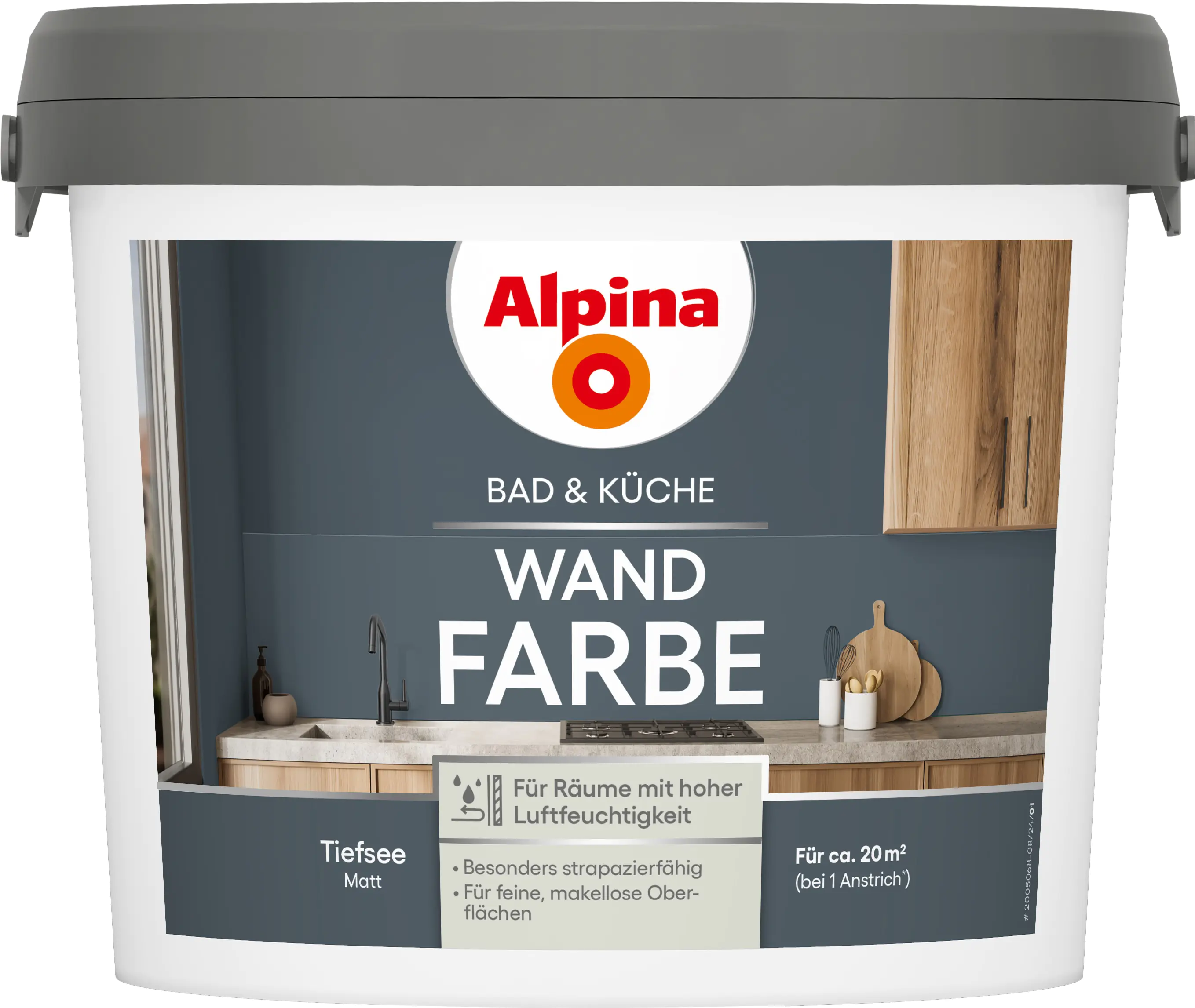 Alpina Wandfarbe für Küche & Badezimmer Tiefsee 2,5 L
