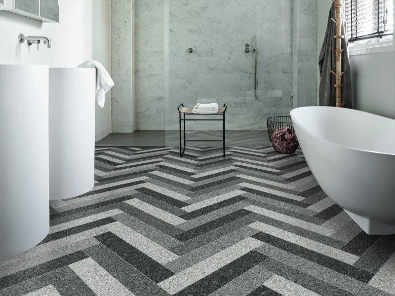 Bodenbelag Vinyl 4 m Groovy Fliesenoptik grau