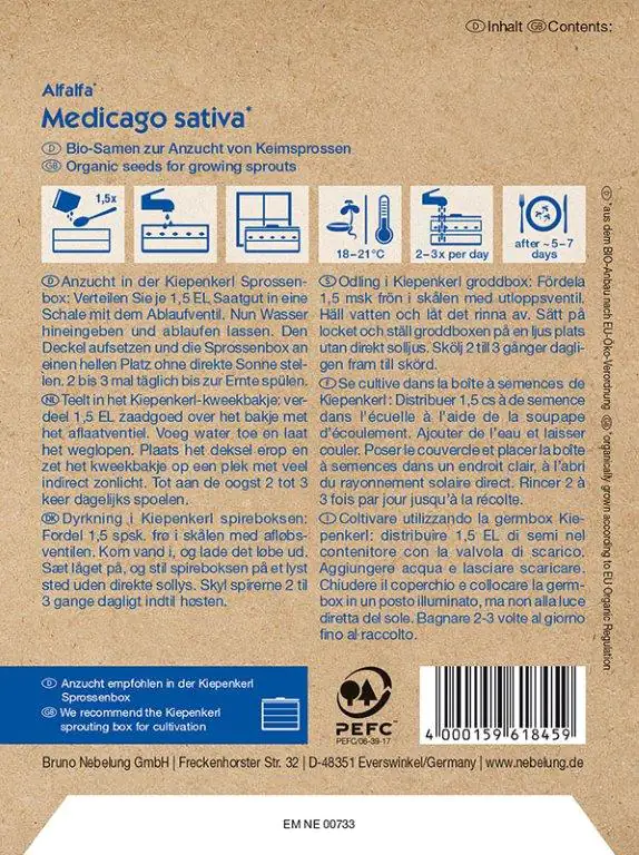 Kiepenkerl Keimsprossen Profi-Line Alfalfa Medicago sativa, Inhalt: 40 g