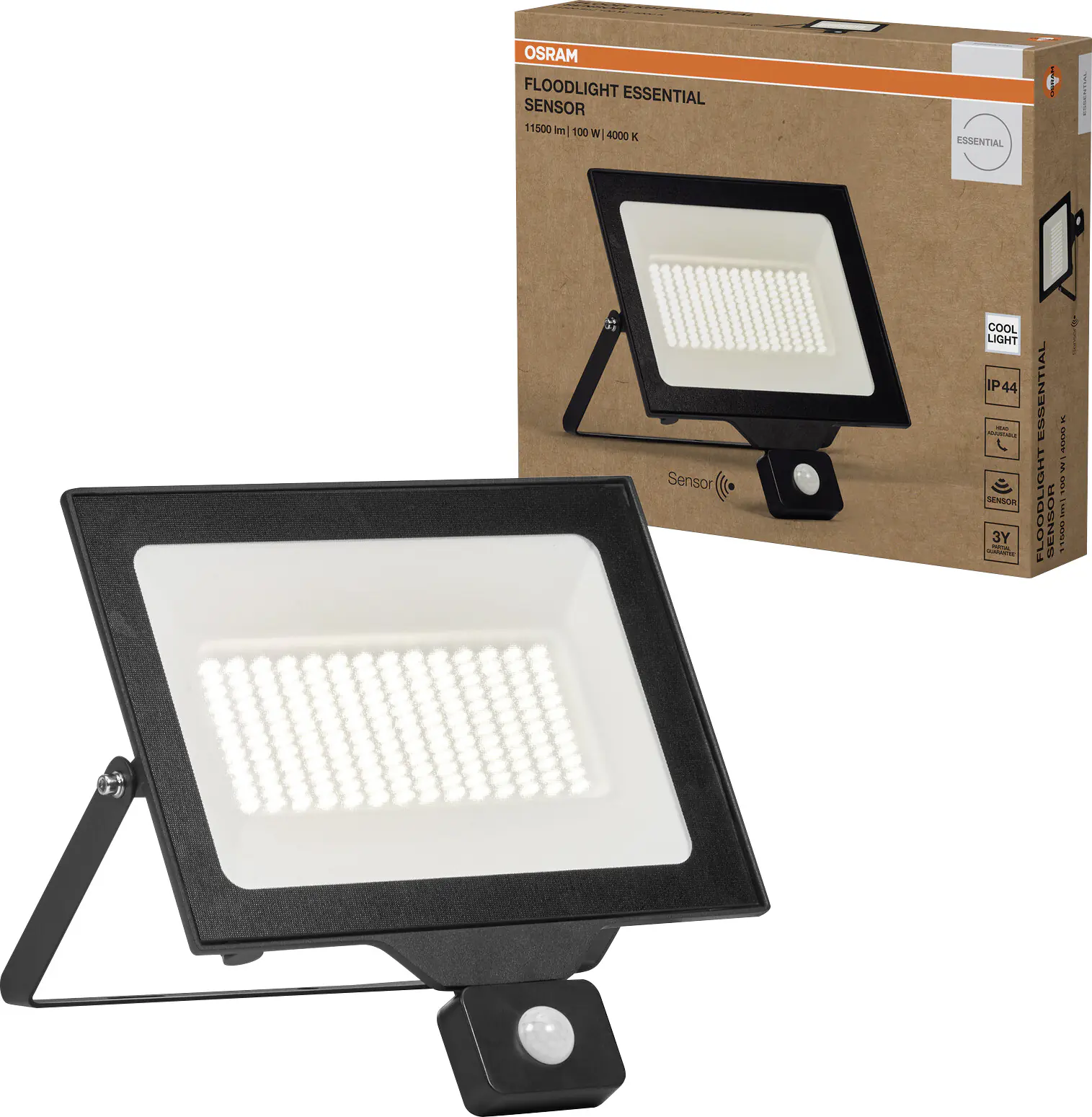 Osram Außenleuchte Floodlight Essential Sensor 100W 4000K schwarz