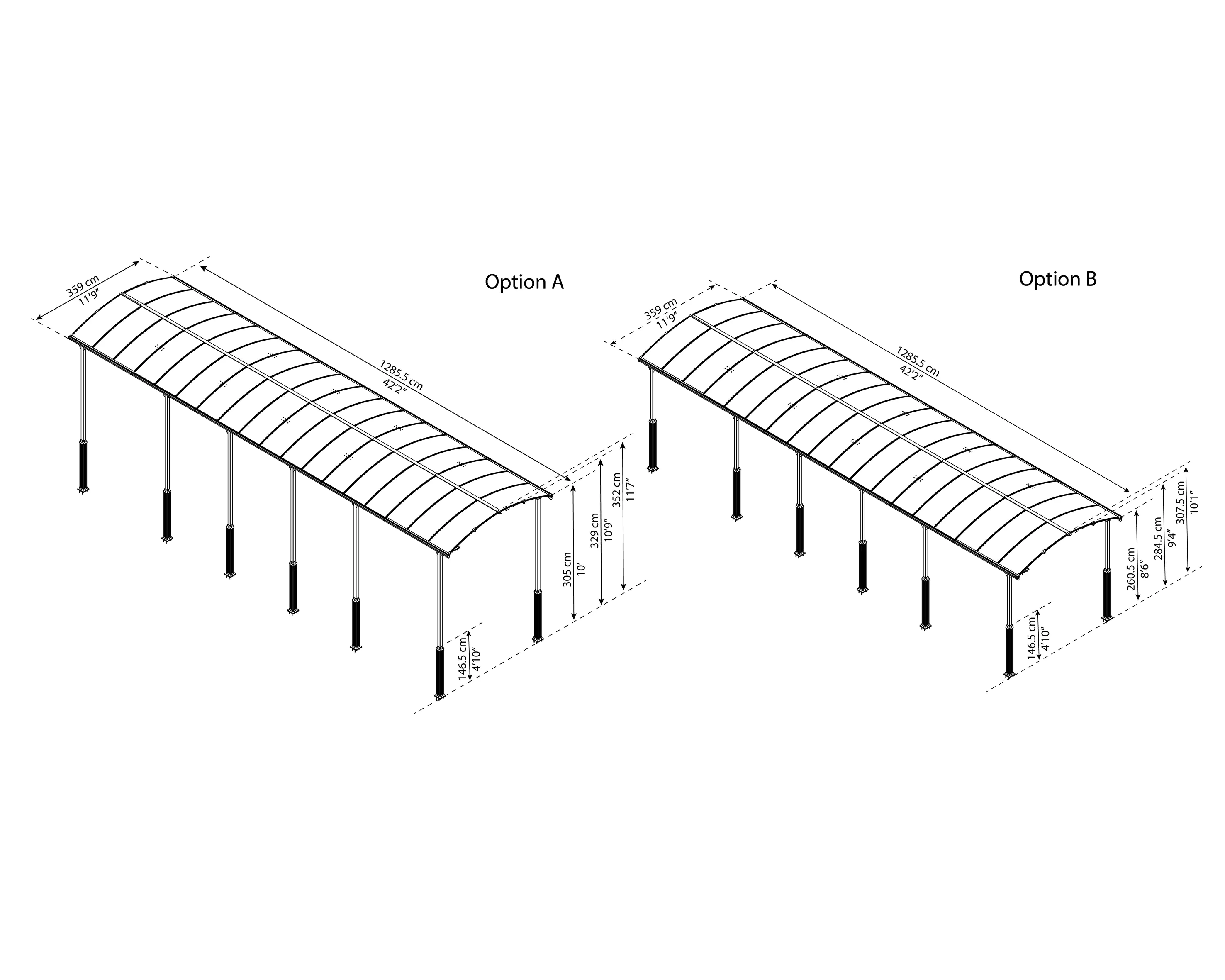 7290108139013_6 Canopia Carport Arcadia 12700 1290 x 359 x 242 cm (L x B x H)