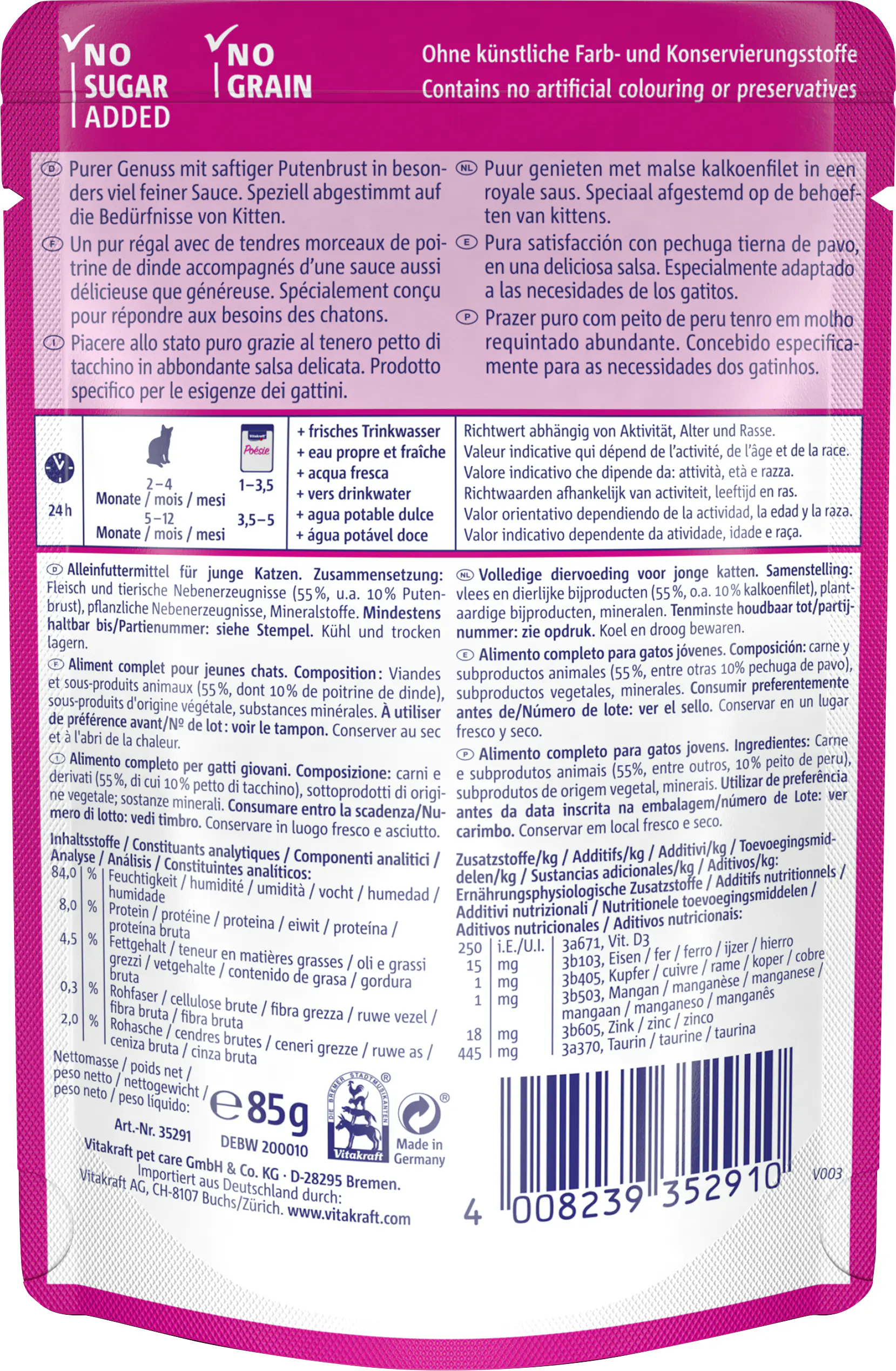 Vitakraft Poésie Katzenfutter Délice Sauce Junior Pute 85 g