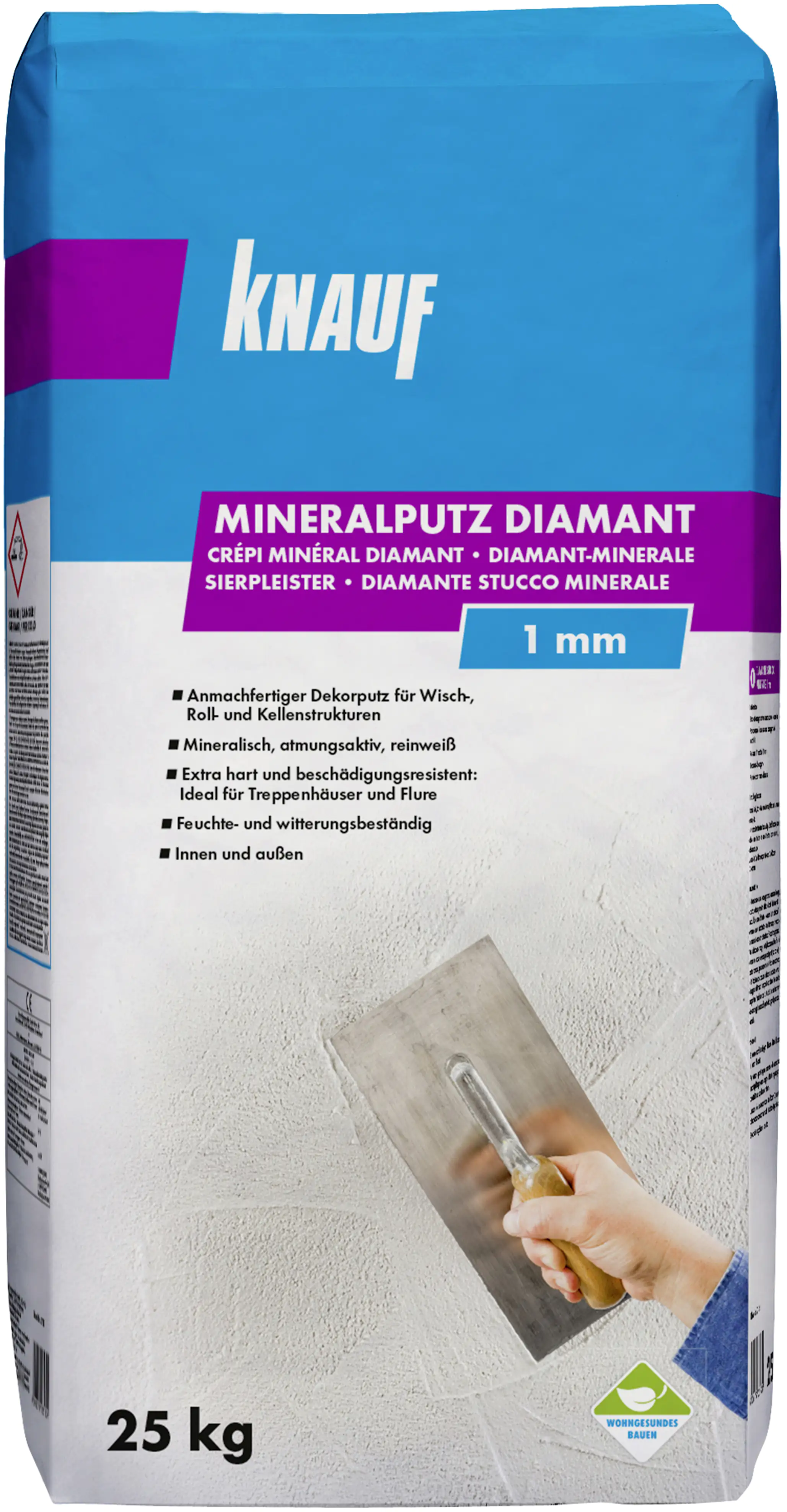 Knauf Mineralputz Diamant 25 kg 1,0 mm Körnung reinweiß