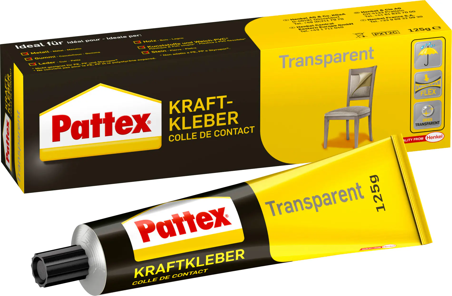 Pattex Kraftkleber Transparent 125 g Tube, transparent
