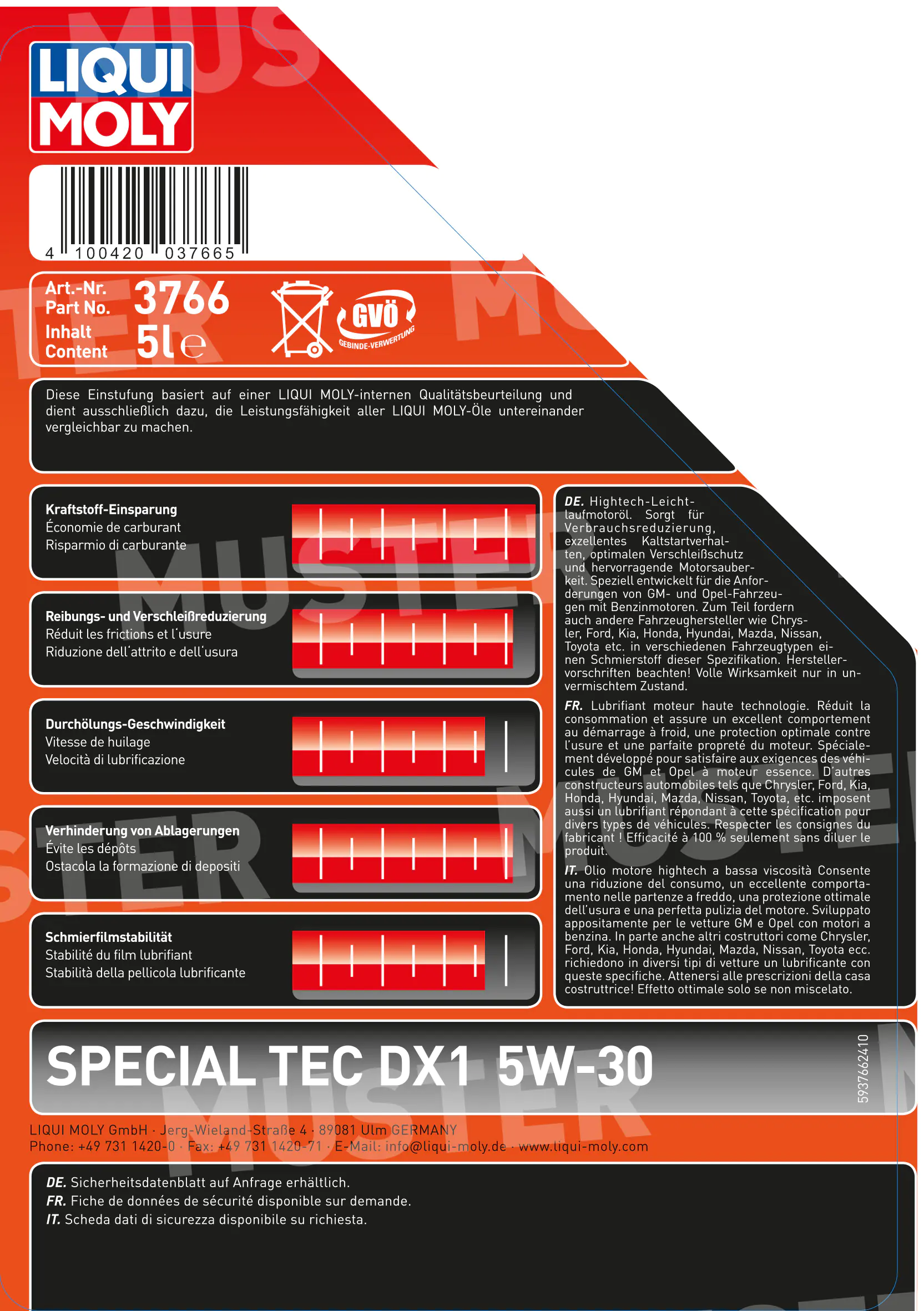 Liqui Moly Motoröl Special Tec DX1 5W-30 5 L