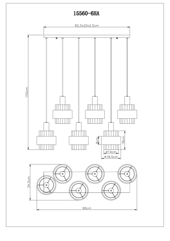 Globo Hängeleuchte Milley 96 x 34,5 (L x B) bronze matt