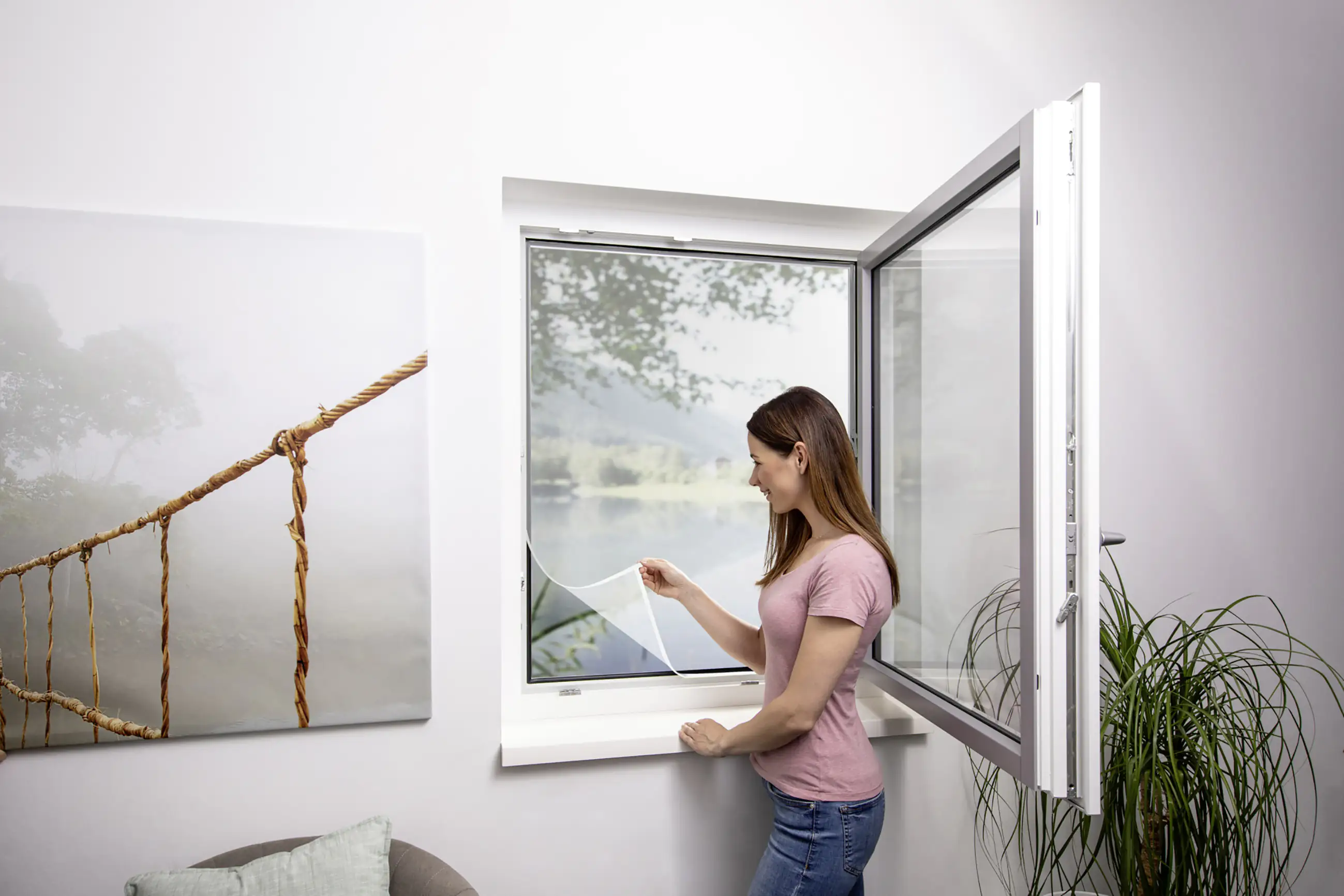 Primaster Fliegengitter Open-Up 130 x 150 cm weiß/weiß kürzbar