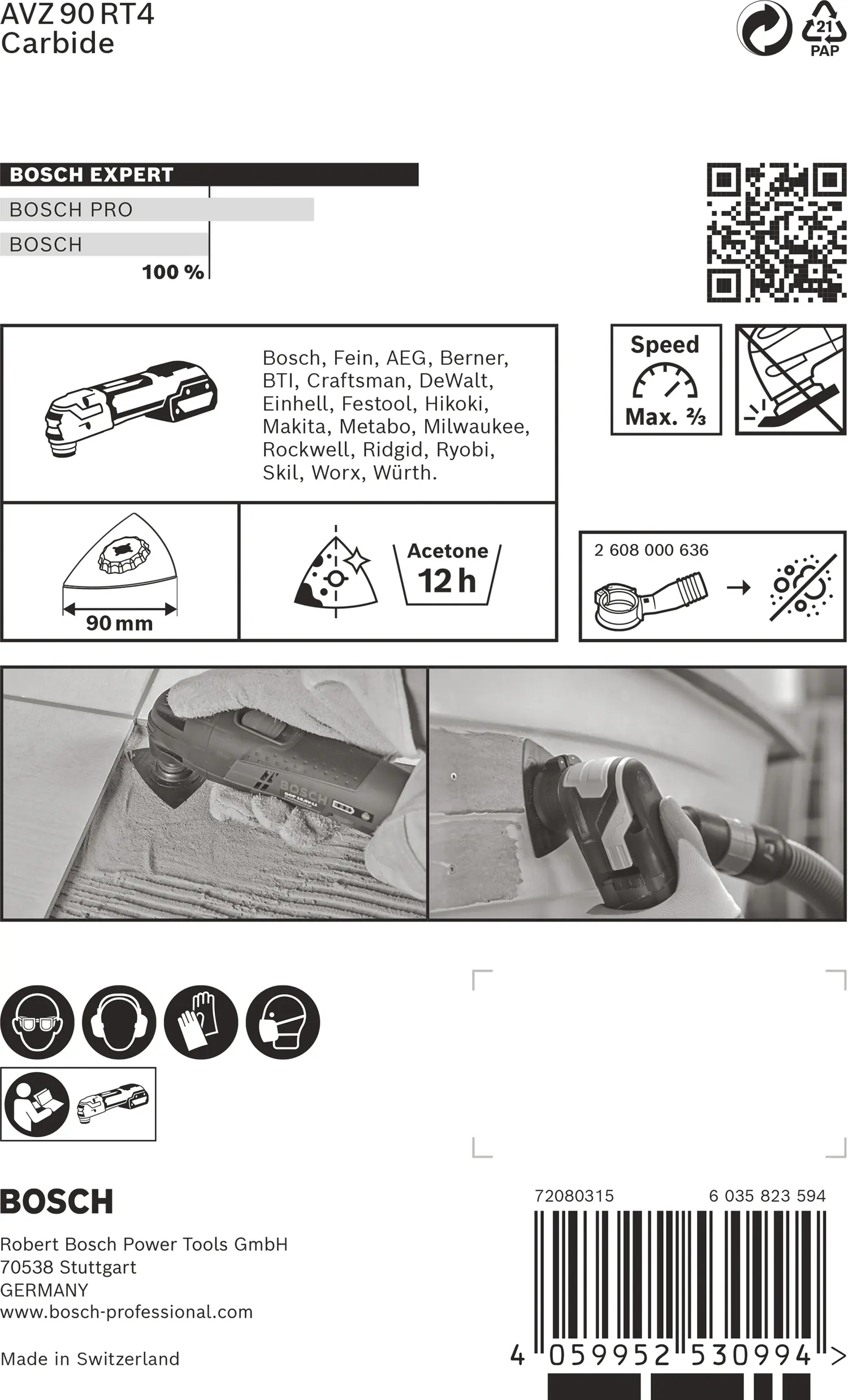 Bosch Expert Schleifplatte AVZ 90 RT4 für Multifunktionswerkzeuge 90 mm