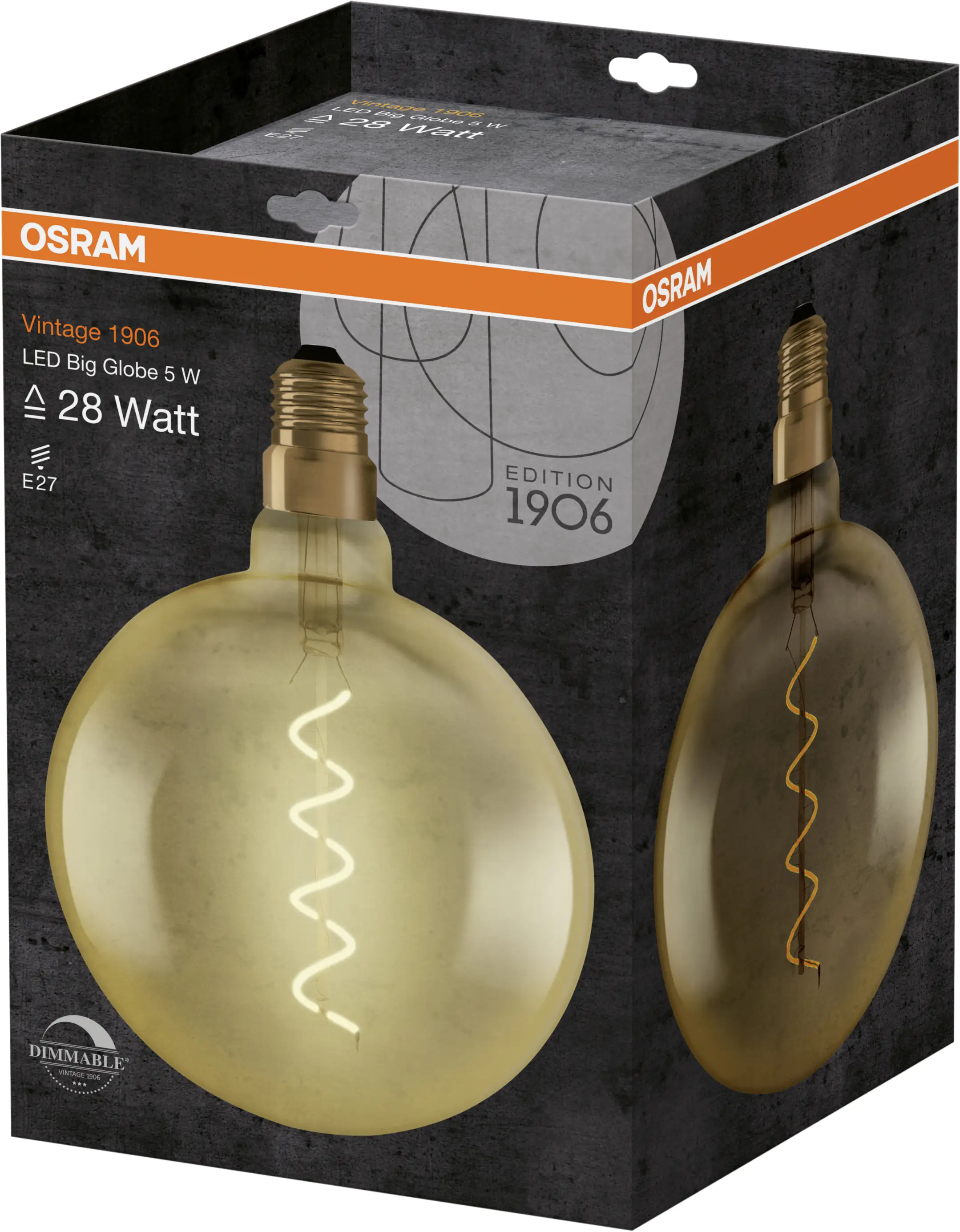 Osram LED Leuchtmittel Vintage 1906 Globe 28 E27 4W warmweiß, amber