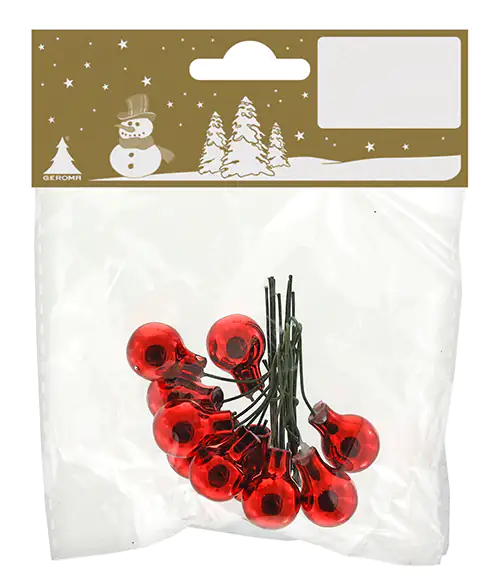 Spiegelbeeren rot aus Glas 1,5 cm, 10 Stück