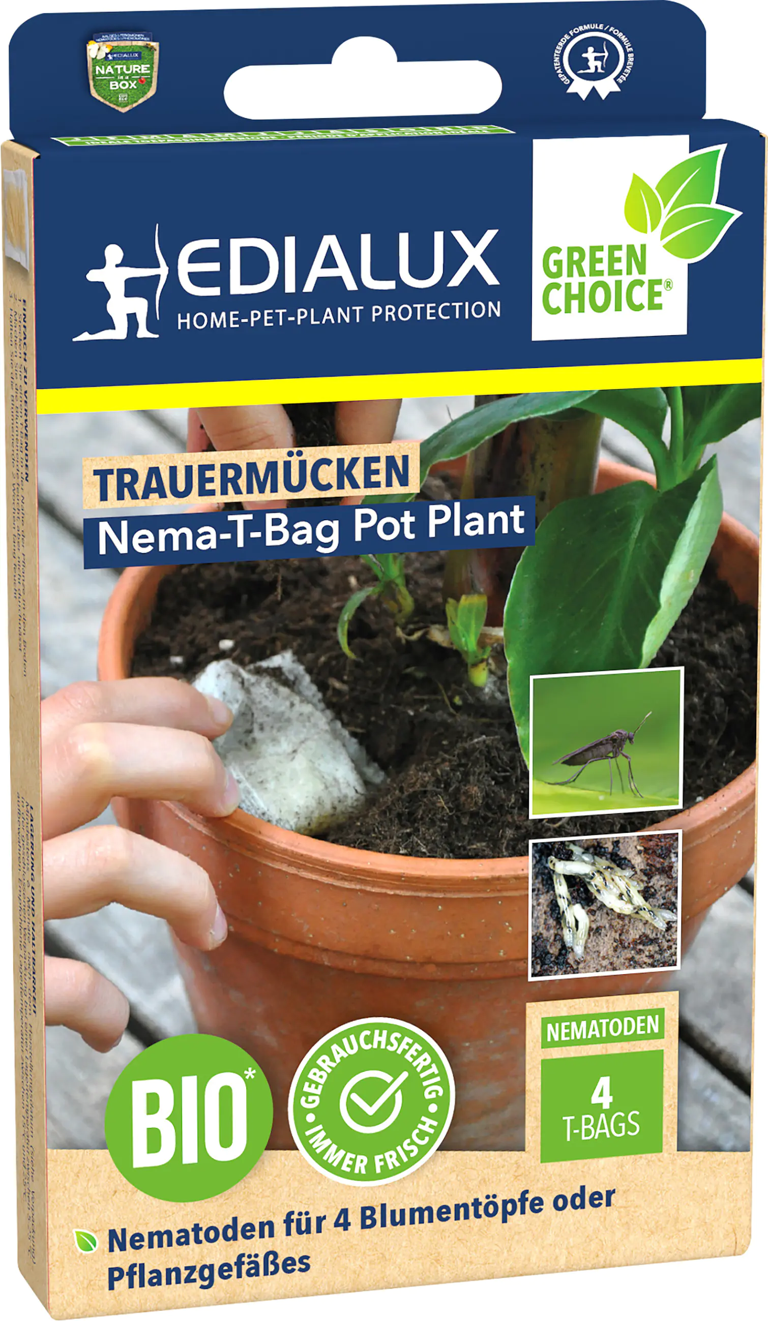 Edialux Nematoden T-Bag Pot Plant gegen Trauermücken 4 Pads