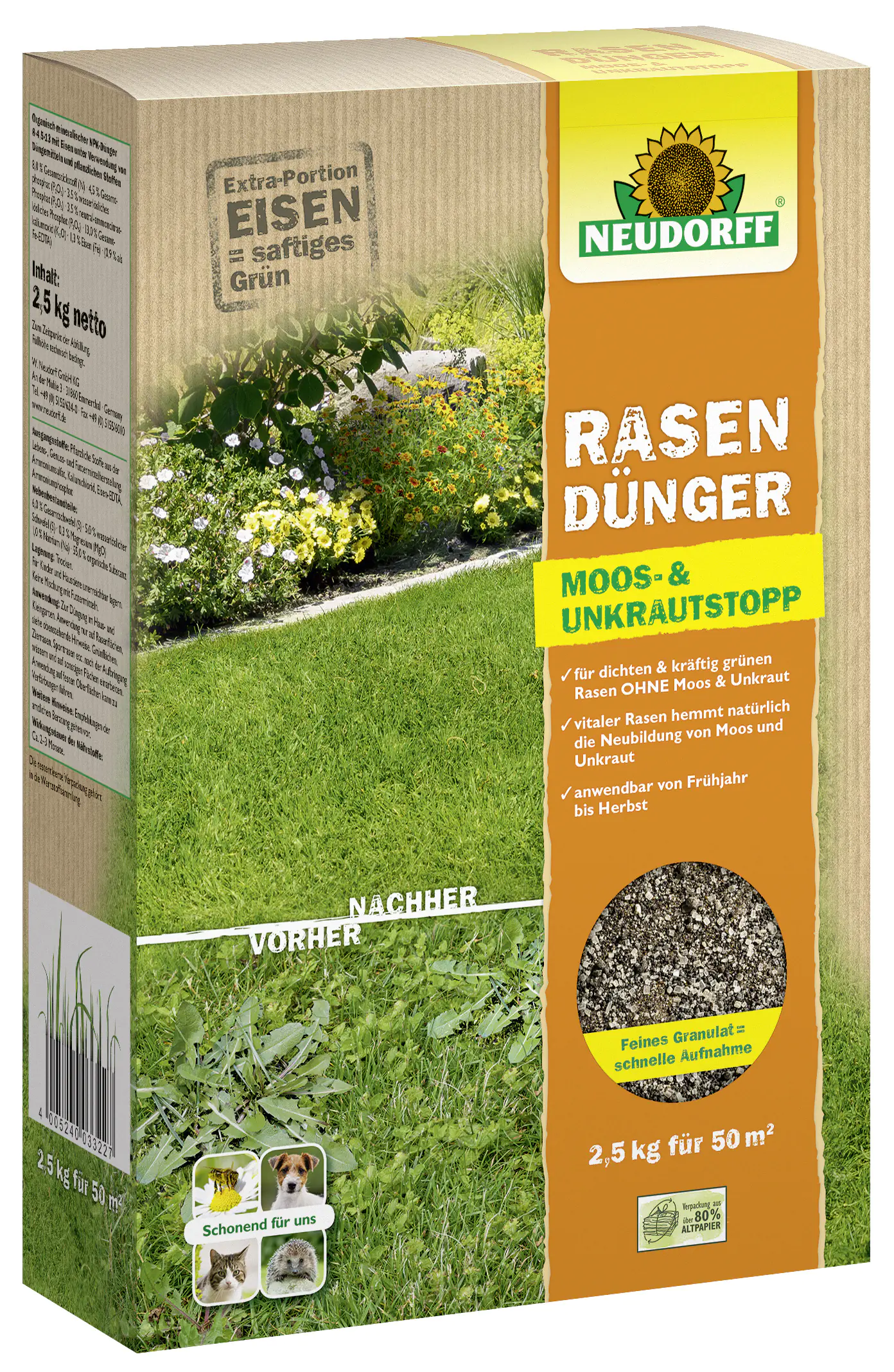 Neudorff Rasendünger Moos-& Unkrautstopp 2,5 kg Neudorff Rasendünger Moos-& Unkrautstopp 2,5 kg