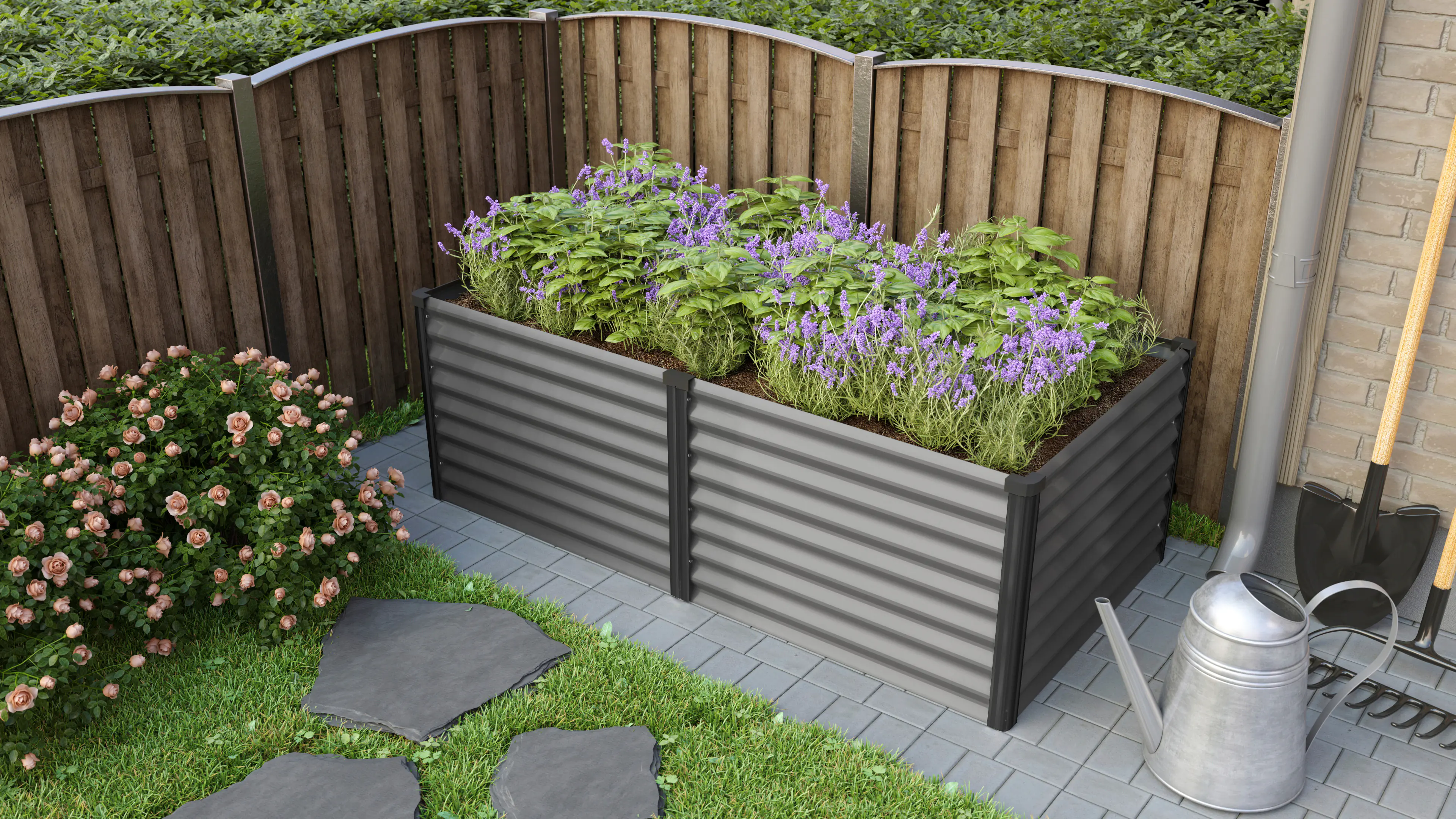 Vitavia Hochbeet Meta 96 x 188 x 63 cm granit schwarz