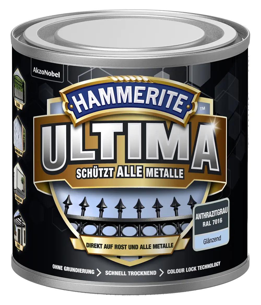 Hammerite Metallschutzlack ULTIMA glänzend anthrazitgrau RAL 7016 250 ml