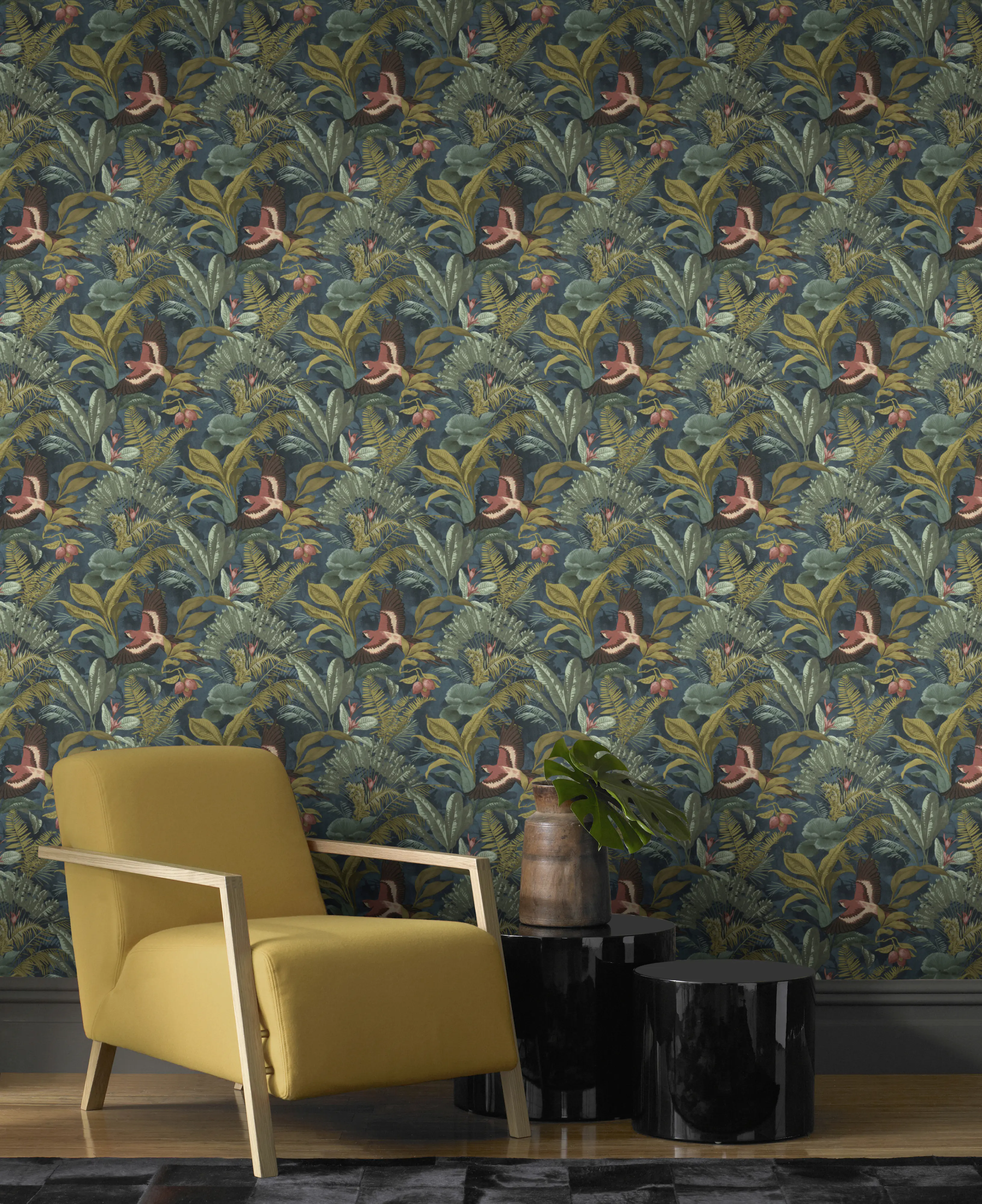 Rasch Vliestapete Muster Dschungel blau grün 10,05 x 0,53 m