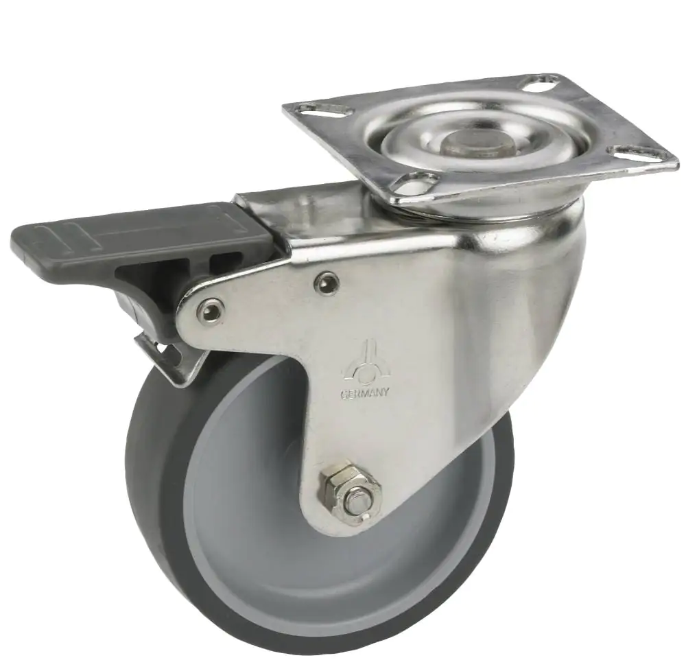 Lenkrolle mit Platte und Totalfeststeller 50 x 18 mm, Tragkr. 40 kg