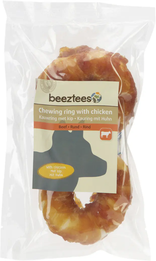 Beeztees Hundesnack Rinderhautring mit Huhn D= 7,5 cm