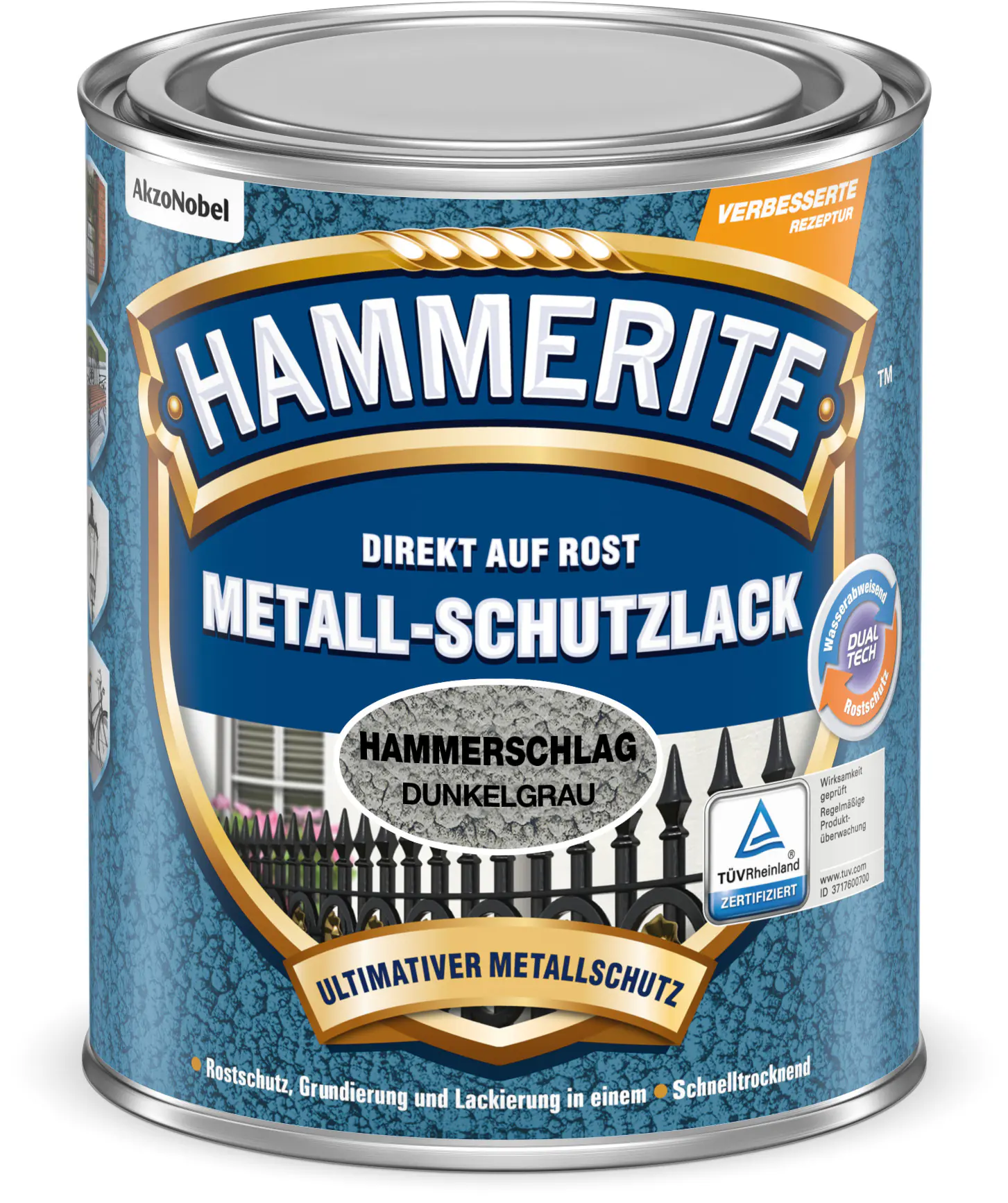 Hammerite Metall-Schutzlack Hammerschlag 250 ml dunkelgrau