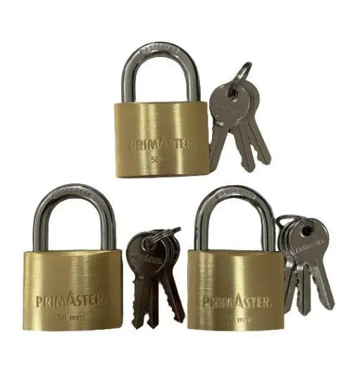 Primaster Vorhängeschlösser Messing 70 mm inkl. 9 Schlüssel