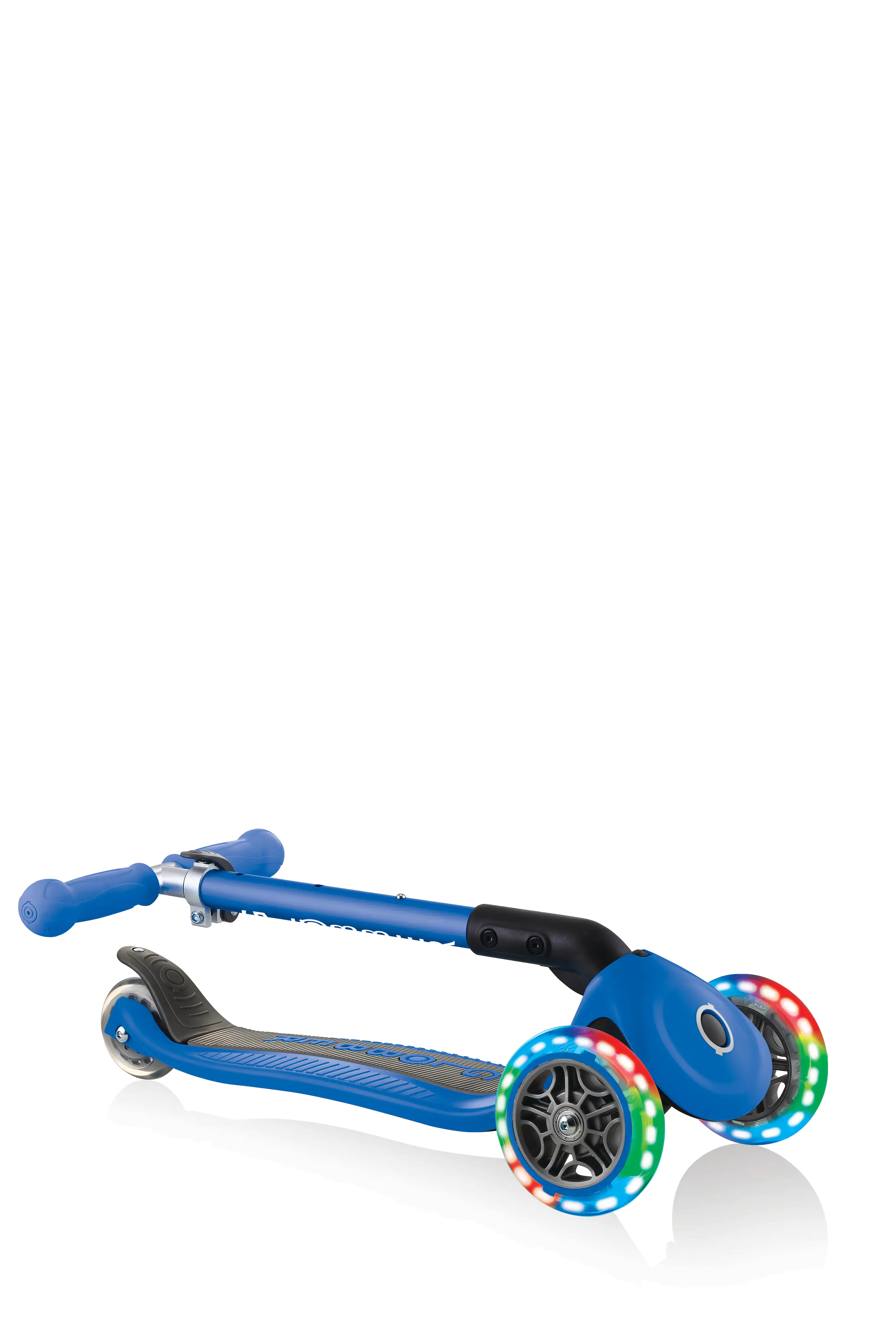 Globber Scooter Junior Foldable Lights dunkelblau mit Leuchtrollen