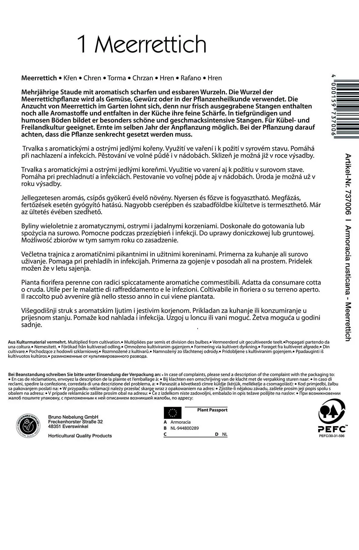 Kiepenkerl Meerrettich Armoracia rusticana