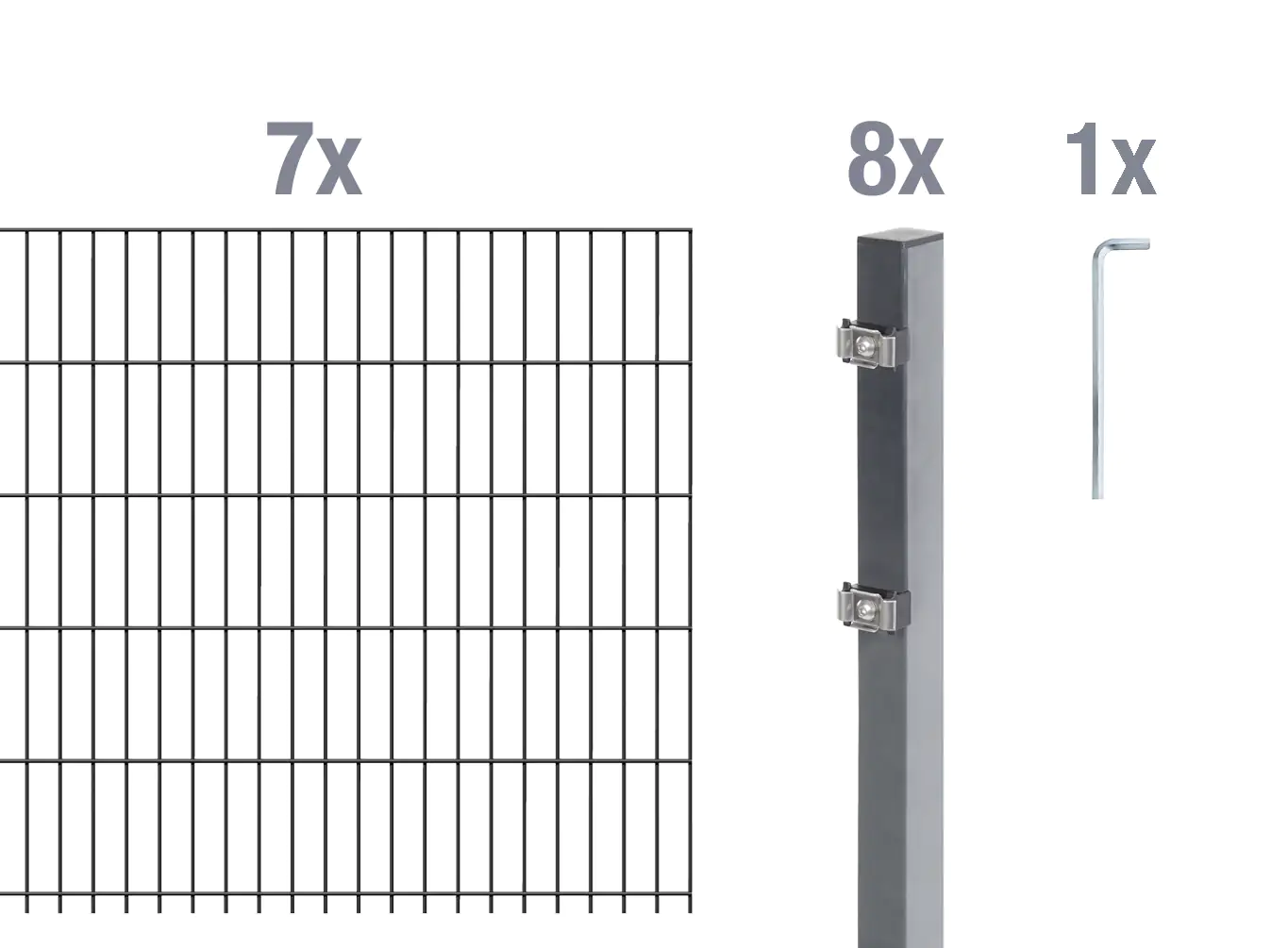 Alberts Doppelstabmatten-Grundset 14 m 200 x 100 cm 6/5/6 anthrazit Alberts Doppelstabmatten-Grundset 14 m 200 x 100 cm 6/5/6 anthrazit