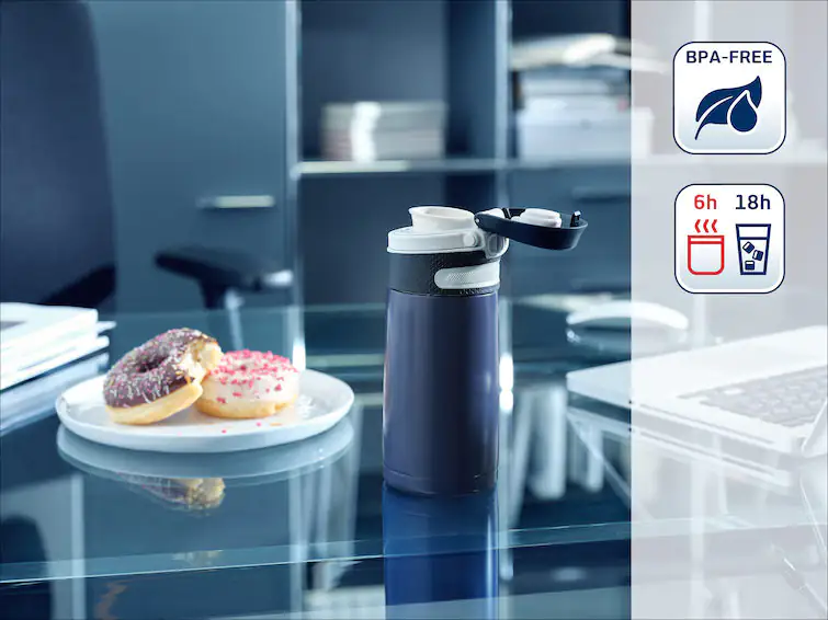 Leifheit Thermobecher Flip 350 ml dunkelblau