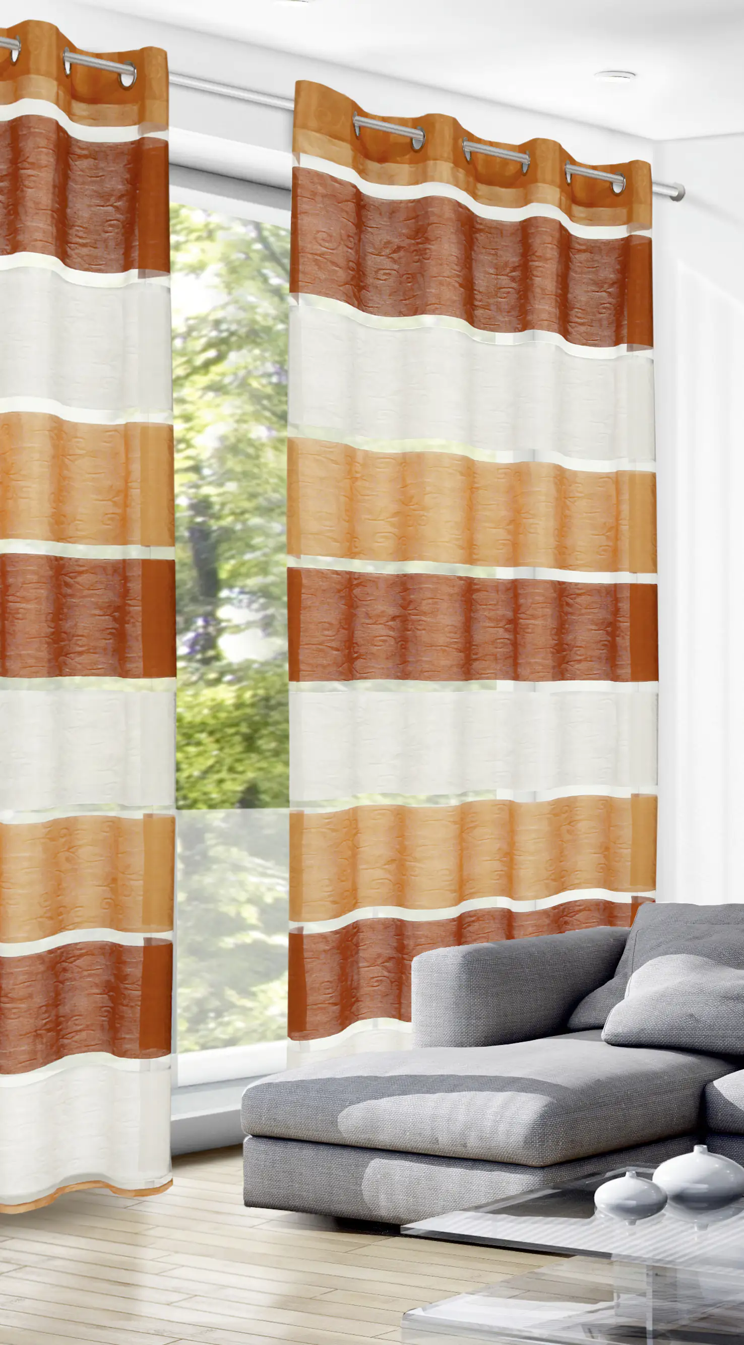 Neusser Collection Ösenschal Blätter orange, 245 x 135 cm