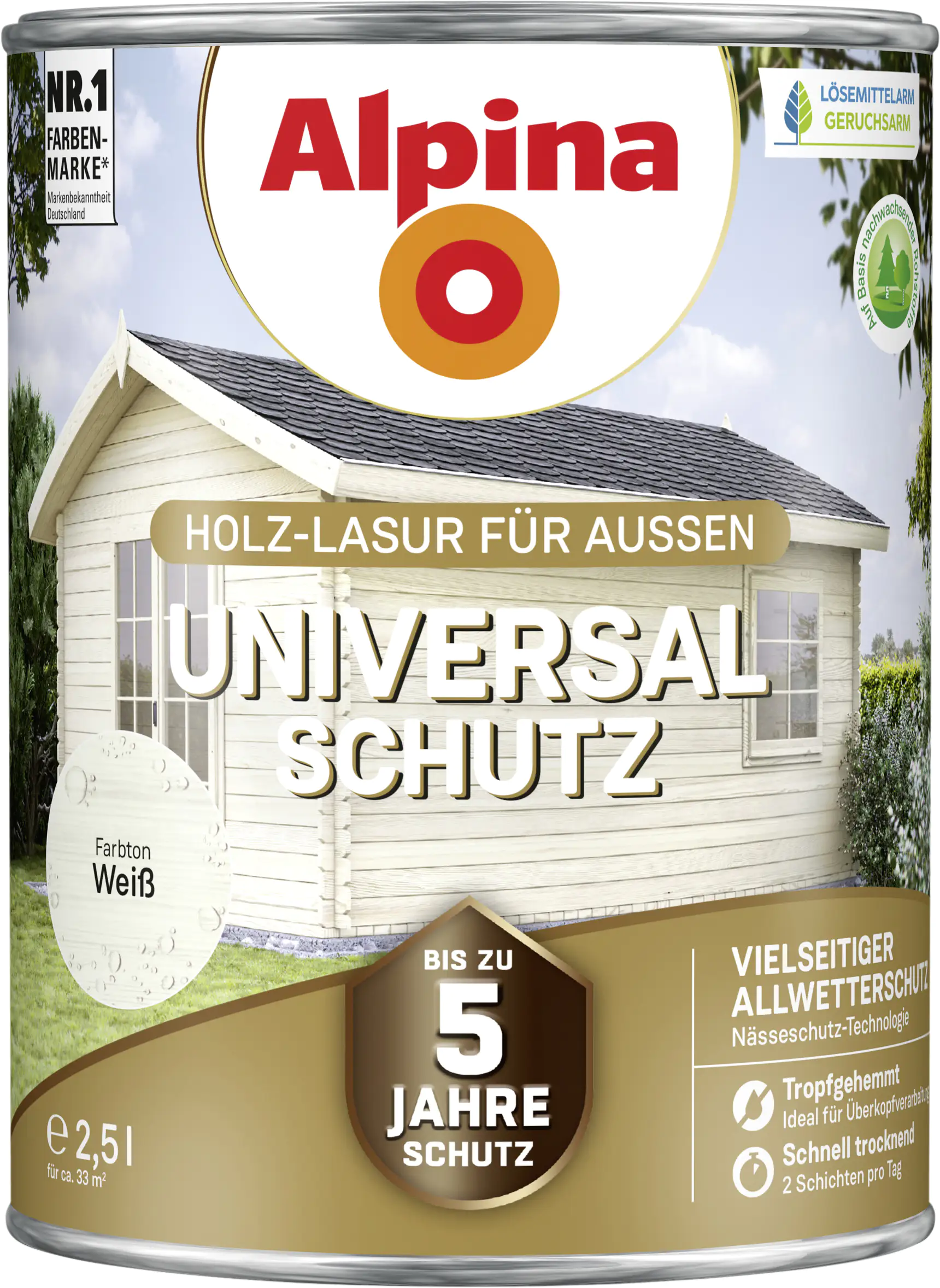 Alpina Holzlasur Universal-Schutz2,5L weiß