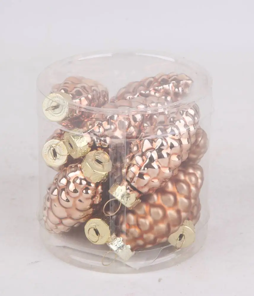 TrendLine Glas-Tannenzapfen 6 cm, lederbraun, 12 Stück