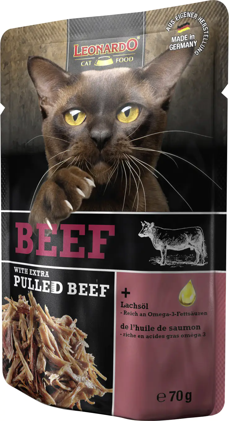 Leonardo Katzennassfutter pulled Beef und Beef 70 g Leonardo Katzennassfutter pulled Beef und Beef 70 g