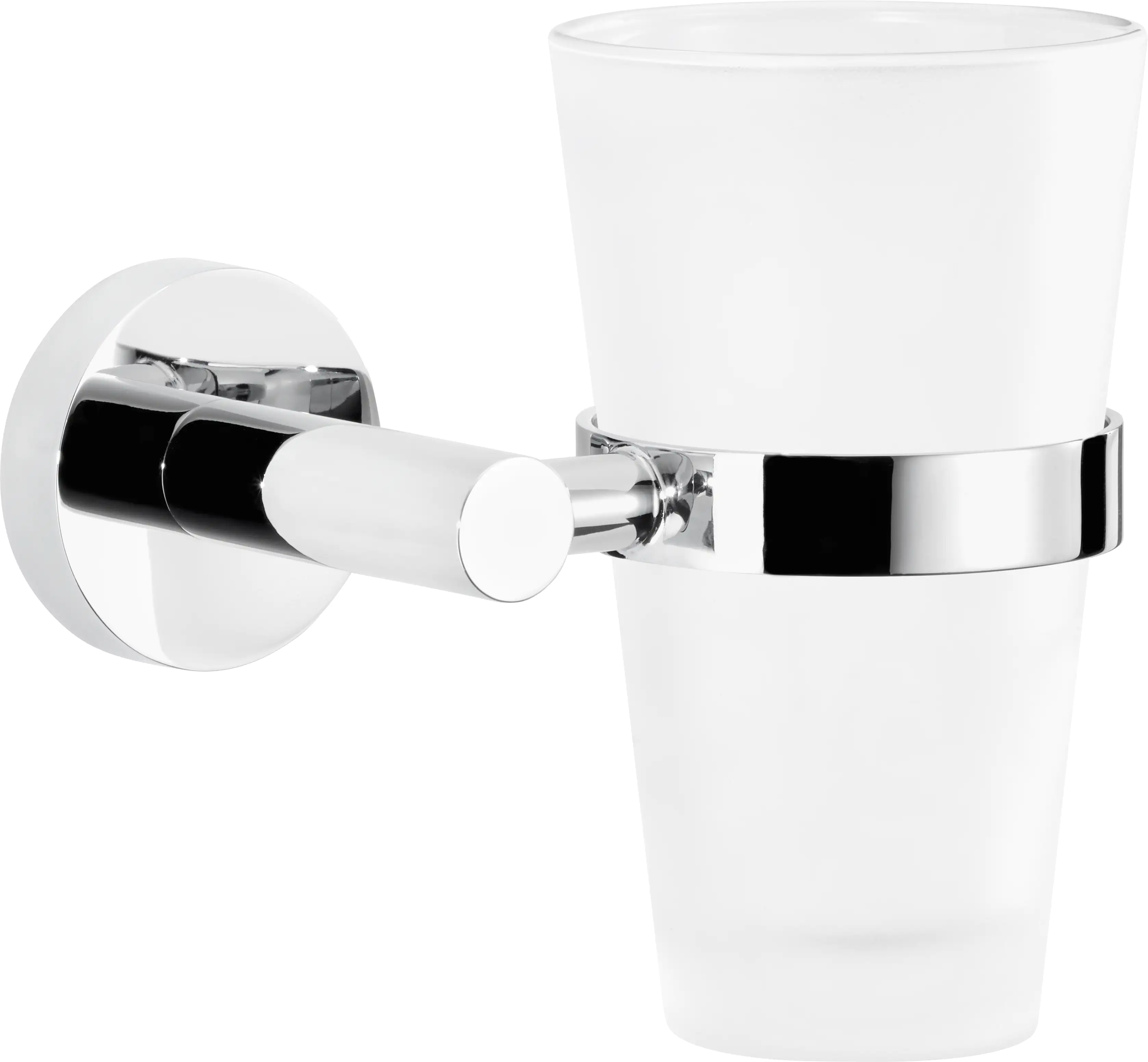 tesa Zahnputzbecher Exxcellent Metall und Milchglas, chrom/weiß tesa Zahnputzbecher Exxcellent Metall und Milchglas, chrom/weiß